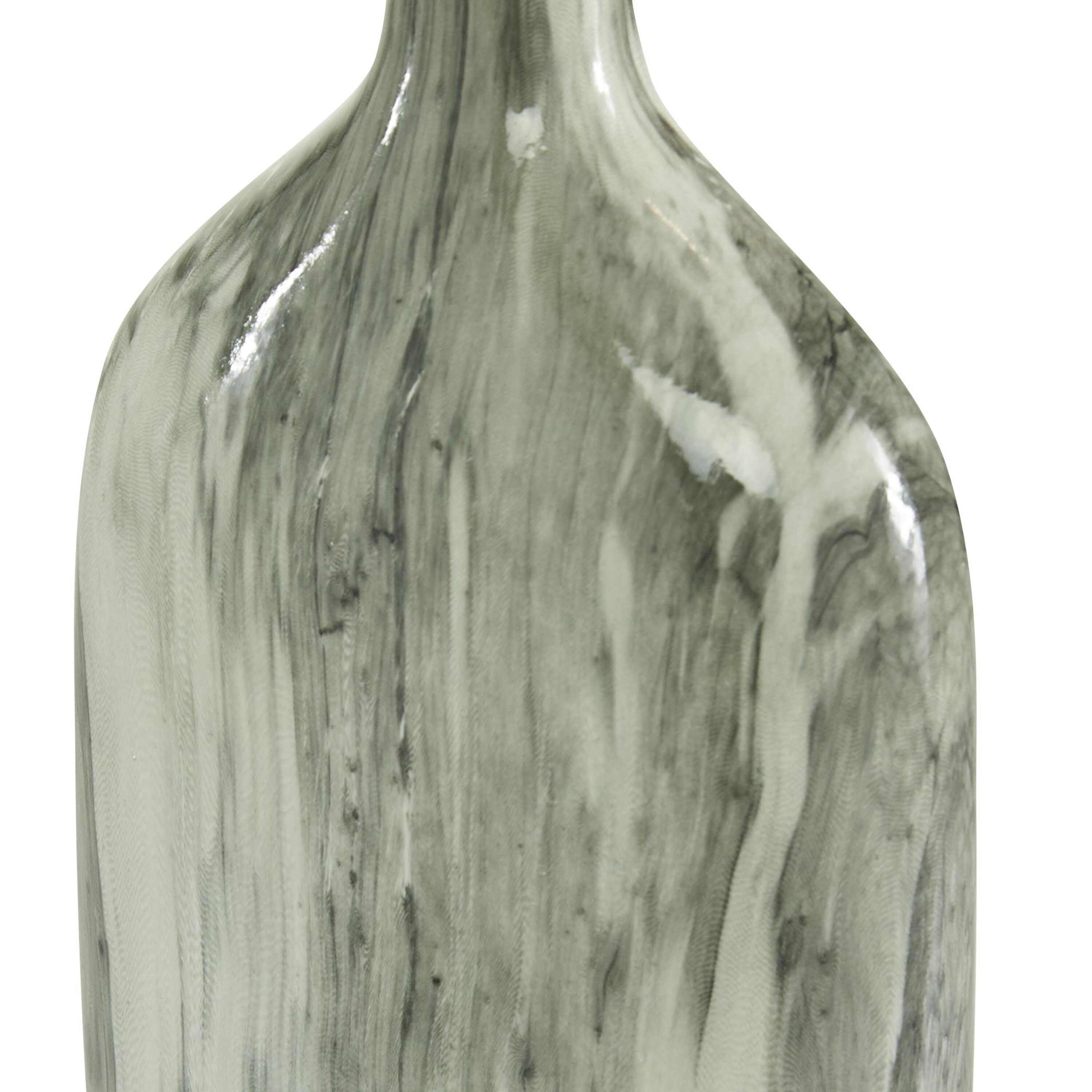 Gray Faux Marble Ceramic Decorative Vase Set, 6" x 3" x 13"