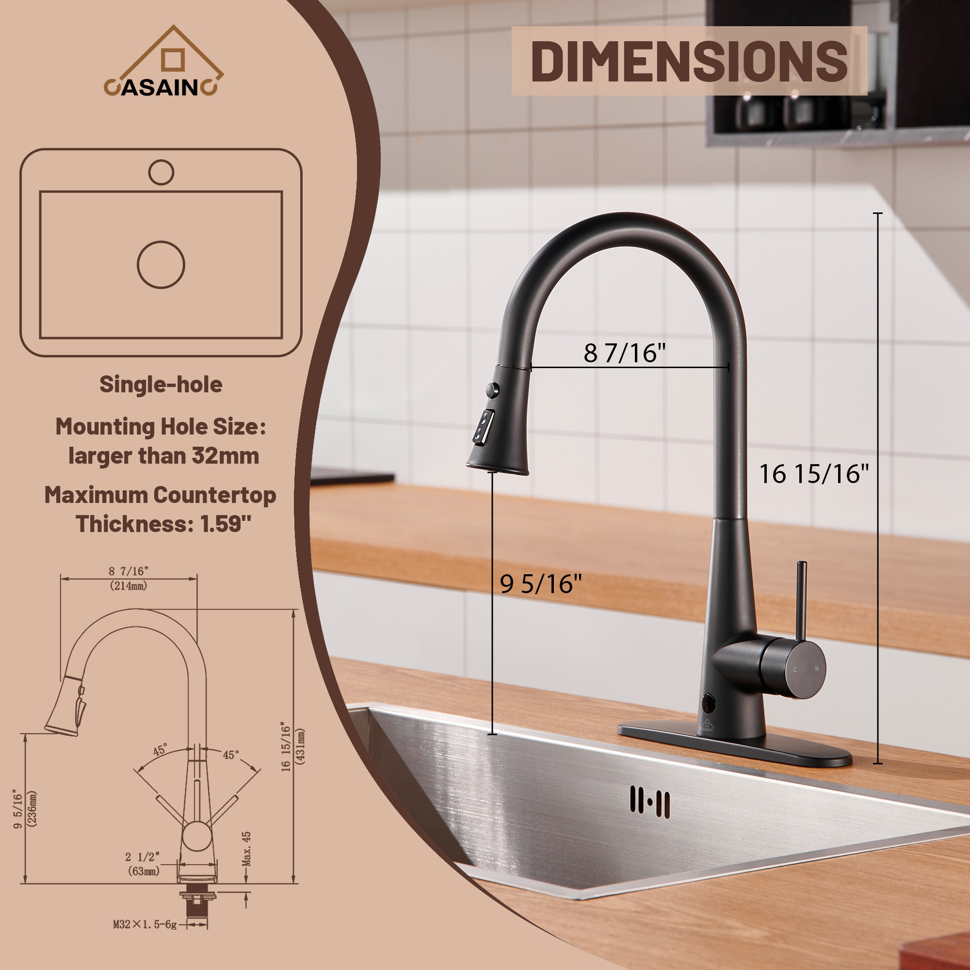 CASAINC CA-WH62738 Kitchen-Faucets - View #10