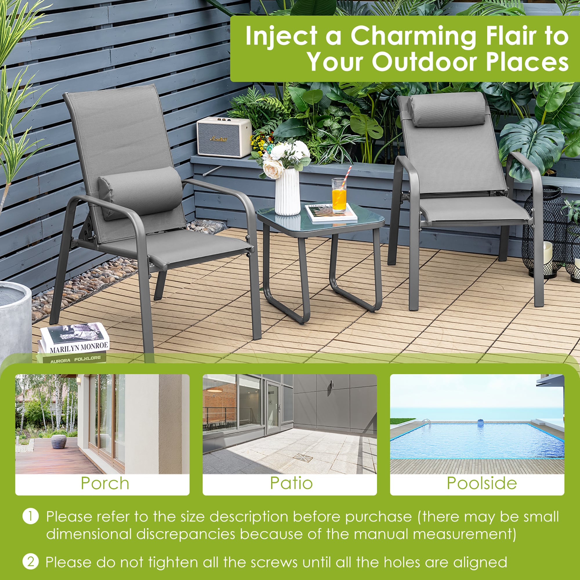 Costway NP10222GR Patio-Conversation-Sets - View #3