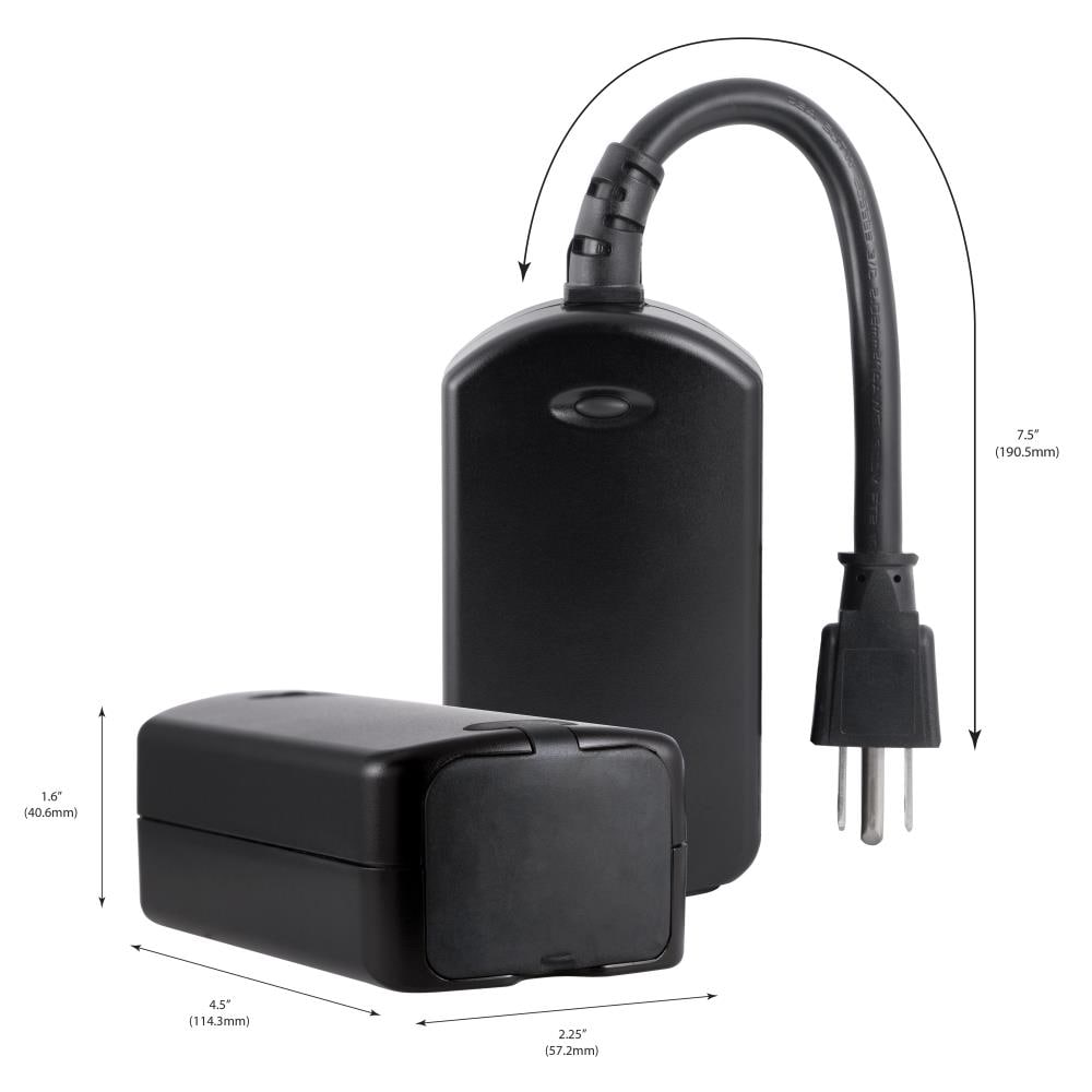 Enbrighten Z-Wave Plug-In Outdoor Smart Switch, Black