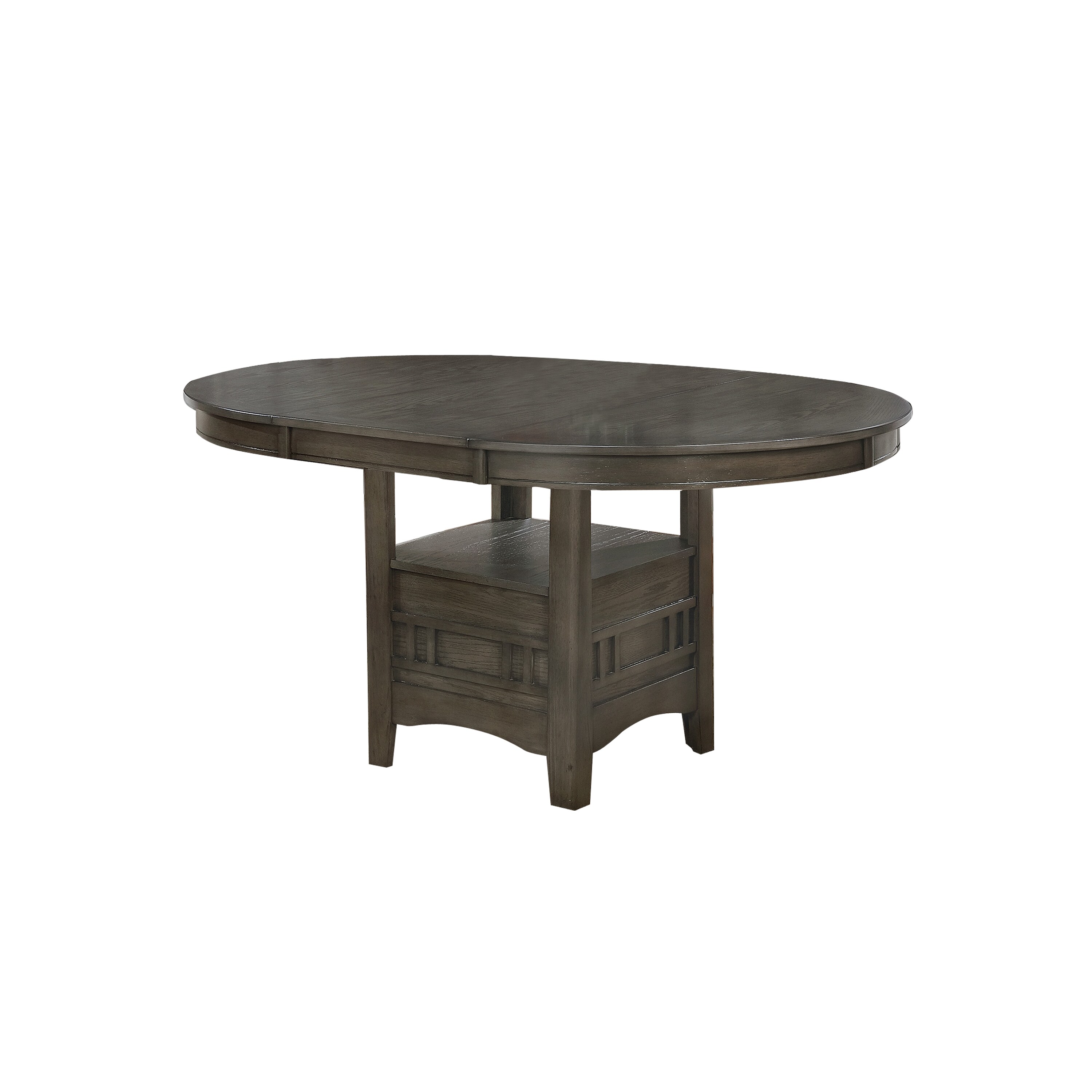 Benzara BM215253 Gray Round Contemporary/Modern Extending Dining Table, Wood with Gray Wood Base