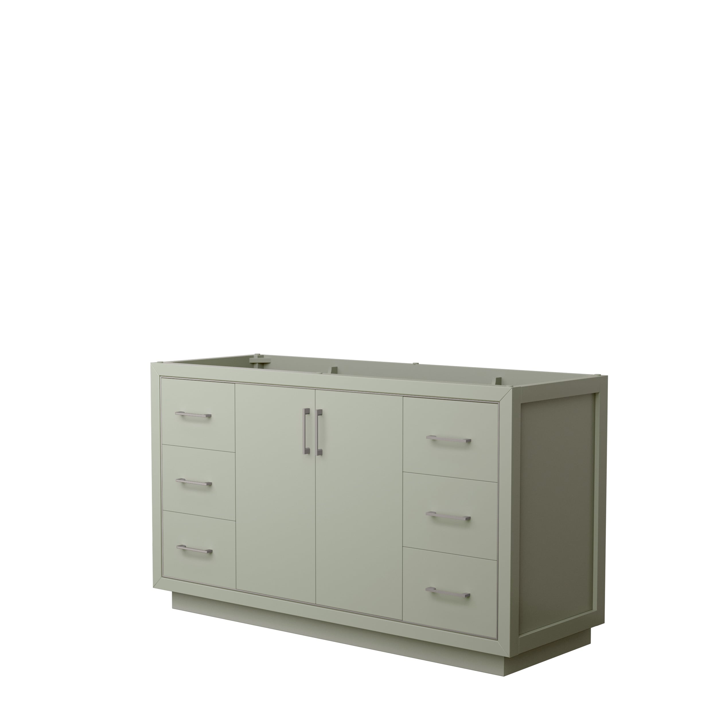 Wyndham Collection WCF111160SLGCXSXXMXX Icon 60-in Light Green with Brushed Nickel Trim Bathroom Vanity Base Cabinet without Top