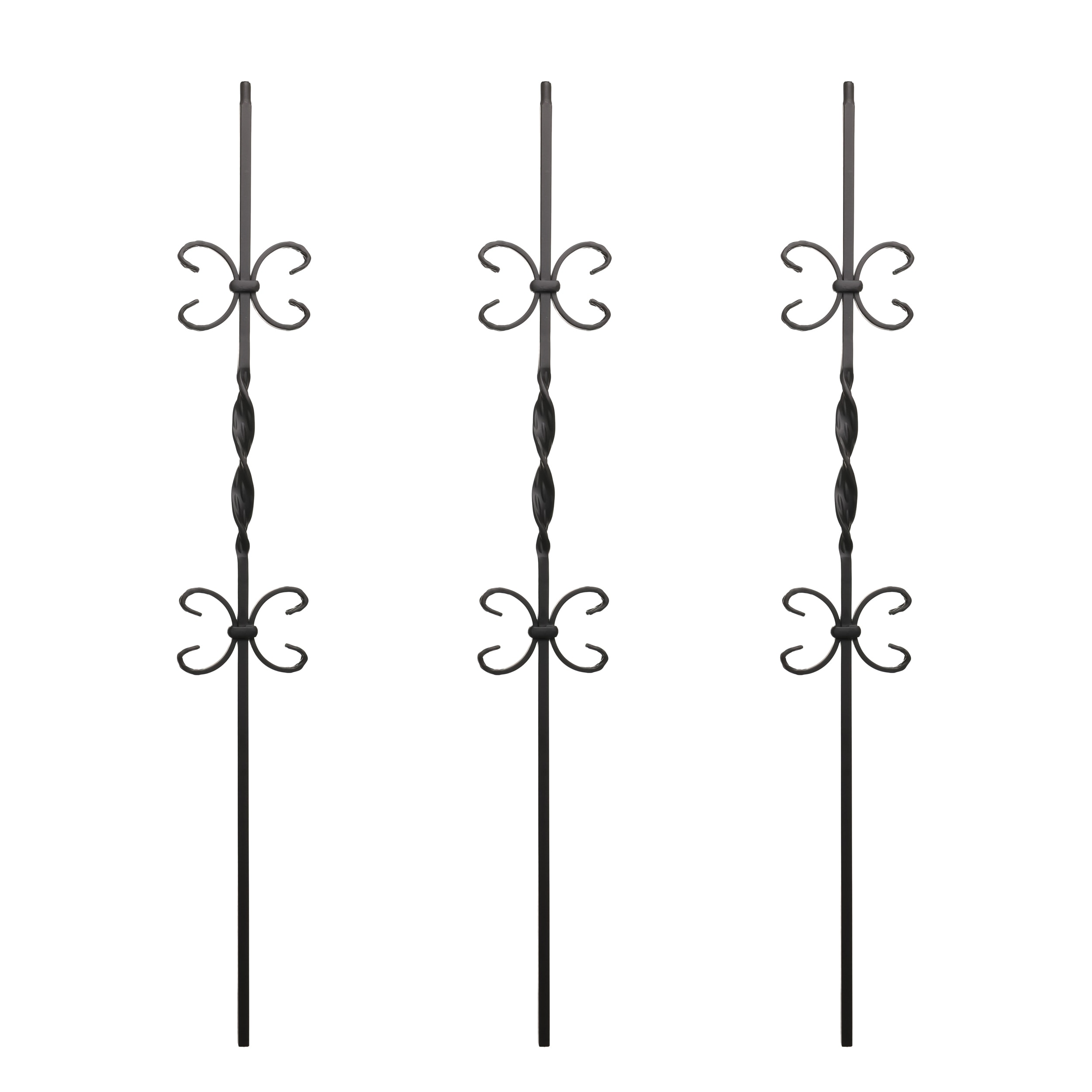 RELIABILT WGT11SB 43-in x 0.5-in Satin Black Wrought Iron Butterfly Stair Baluster (3-Pack)