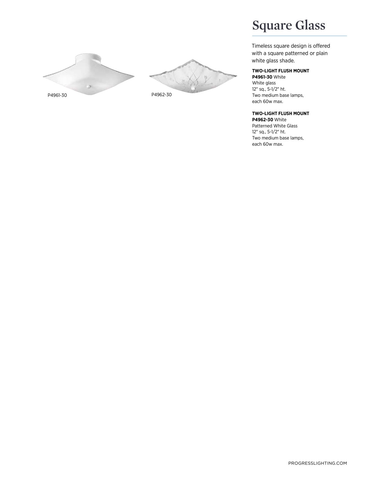 White Square Glass Flush Mount Ceiling Light