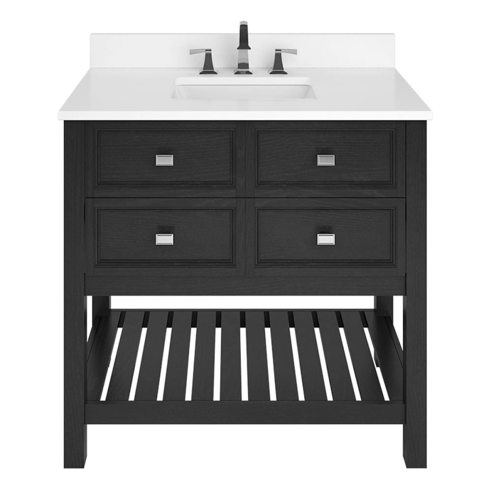 allen + roth Canterbury 36-in Light Gray Single Sink Bathroom Vanity with Terrazzo Engineered Stone Top