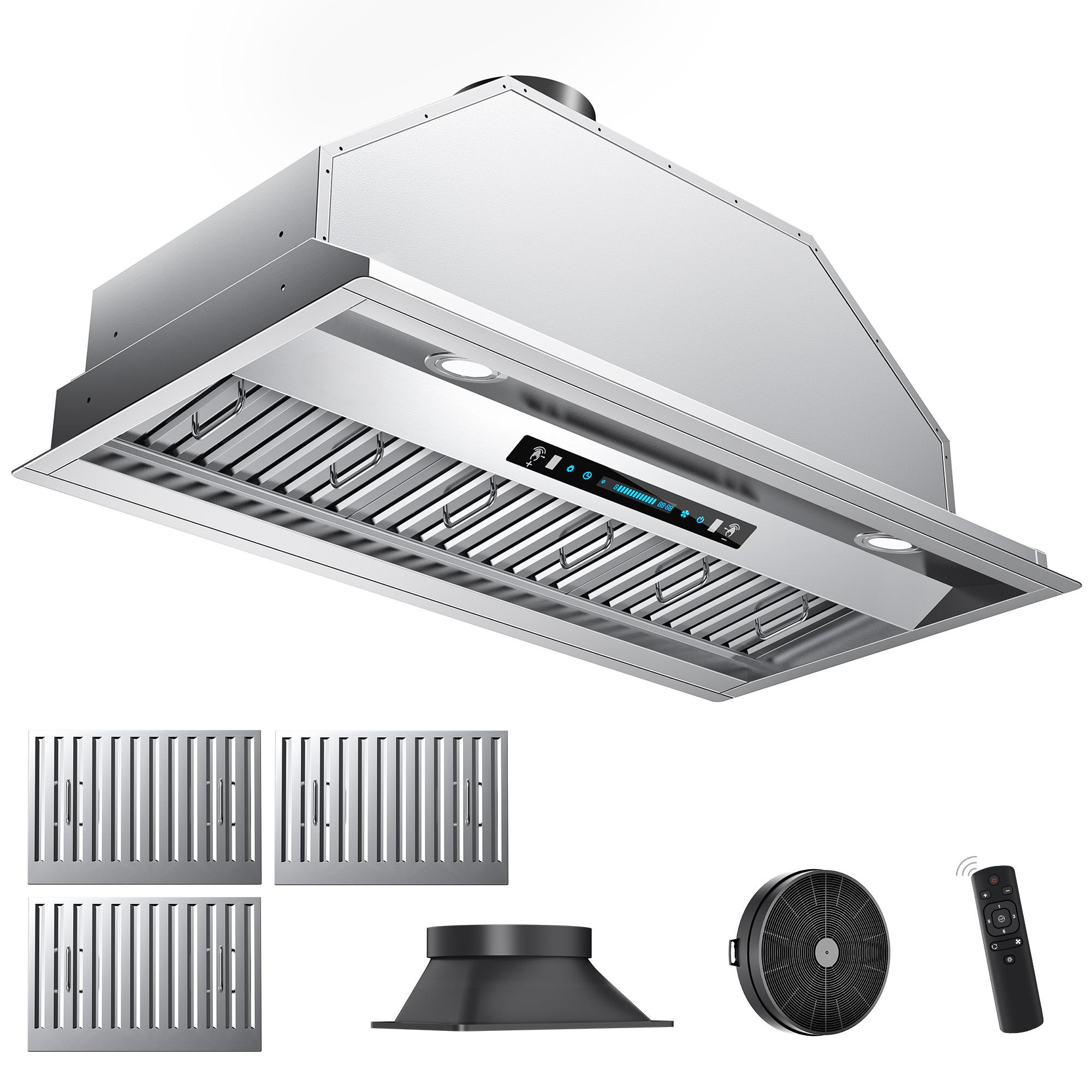 42-in 600-CFM Convertible Stainless Steel Under Cabinet Range Hoods Insert with Charcoal Filter | - VIKIO INB02SS42