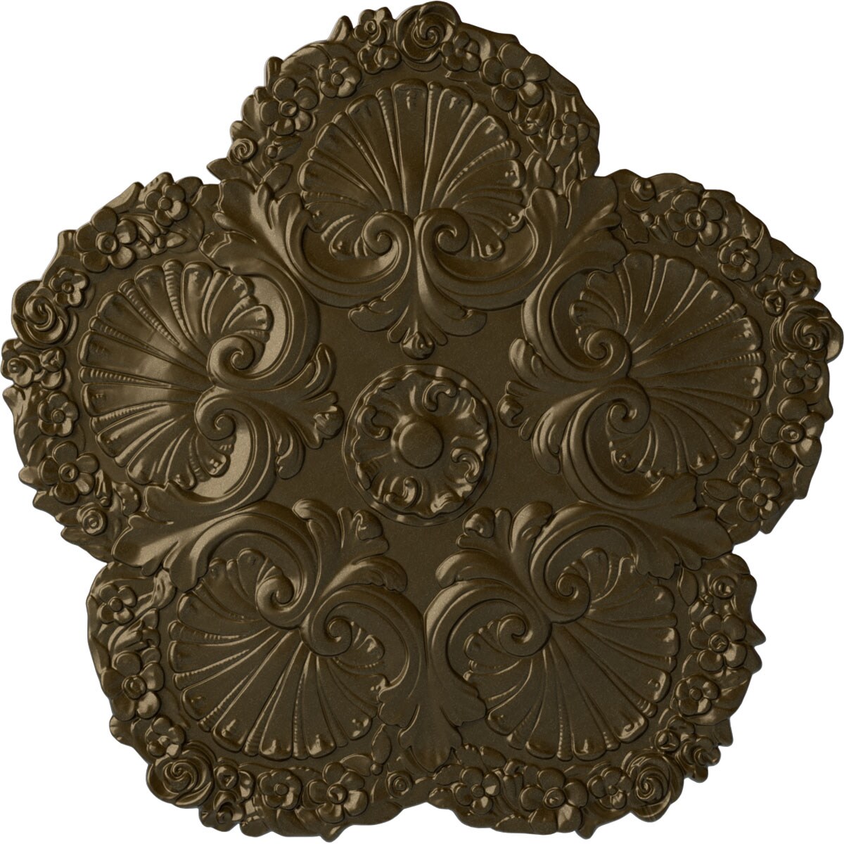 Ekena Millwork CM25SHBRS Shell 25.625-in W x 25.625-in L Painted Brass Polyurethane Whole Ceiling Medallion