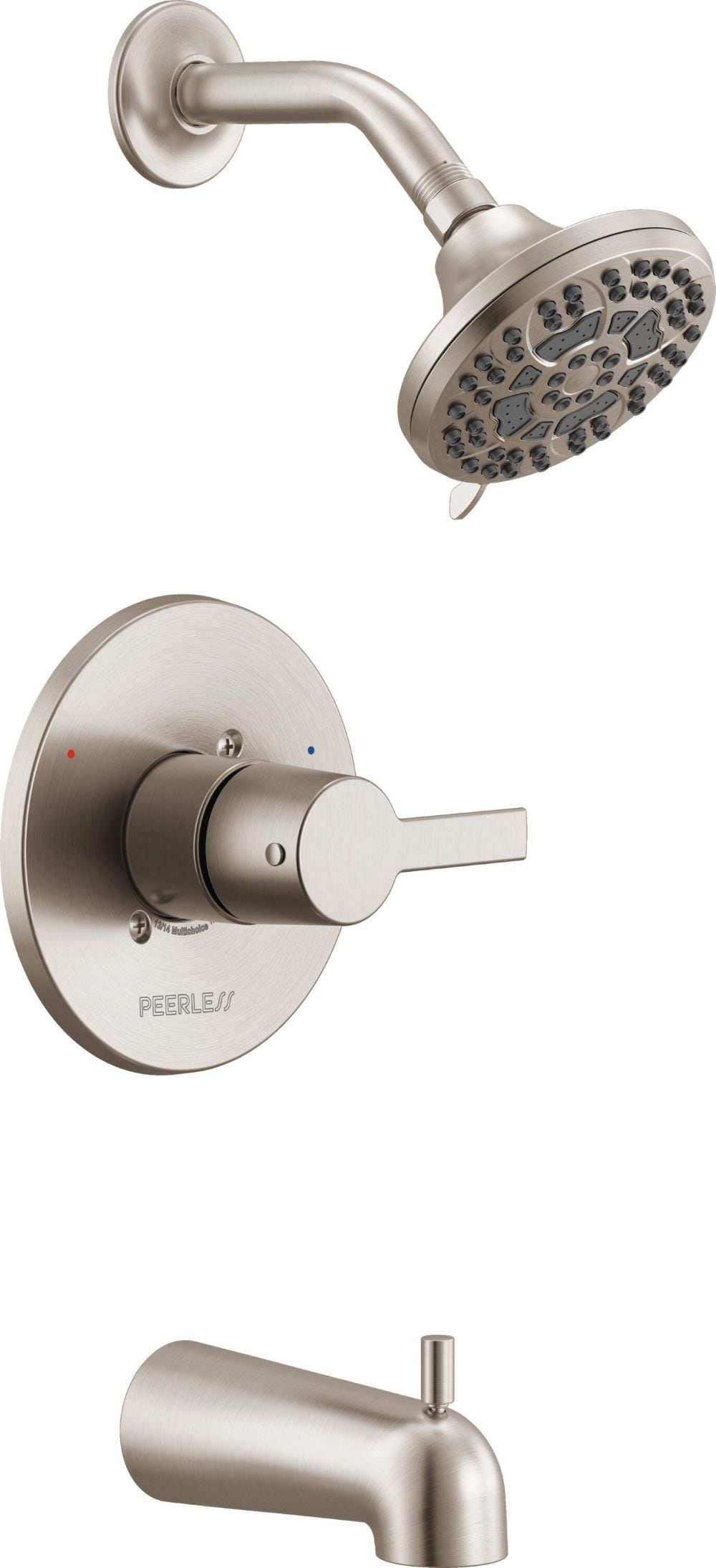 Peerless PTT14412-BN Flute Brushed Nickel 1-handle Multi-function 4.5-in Round Bathtub and shower Faucet (Valve Not Included)