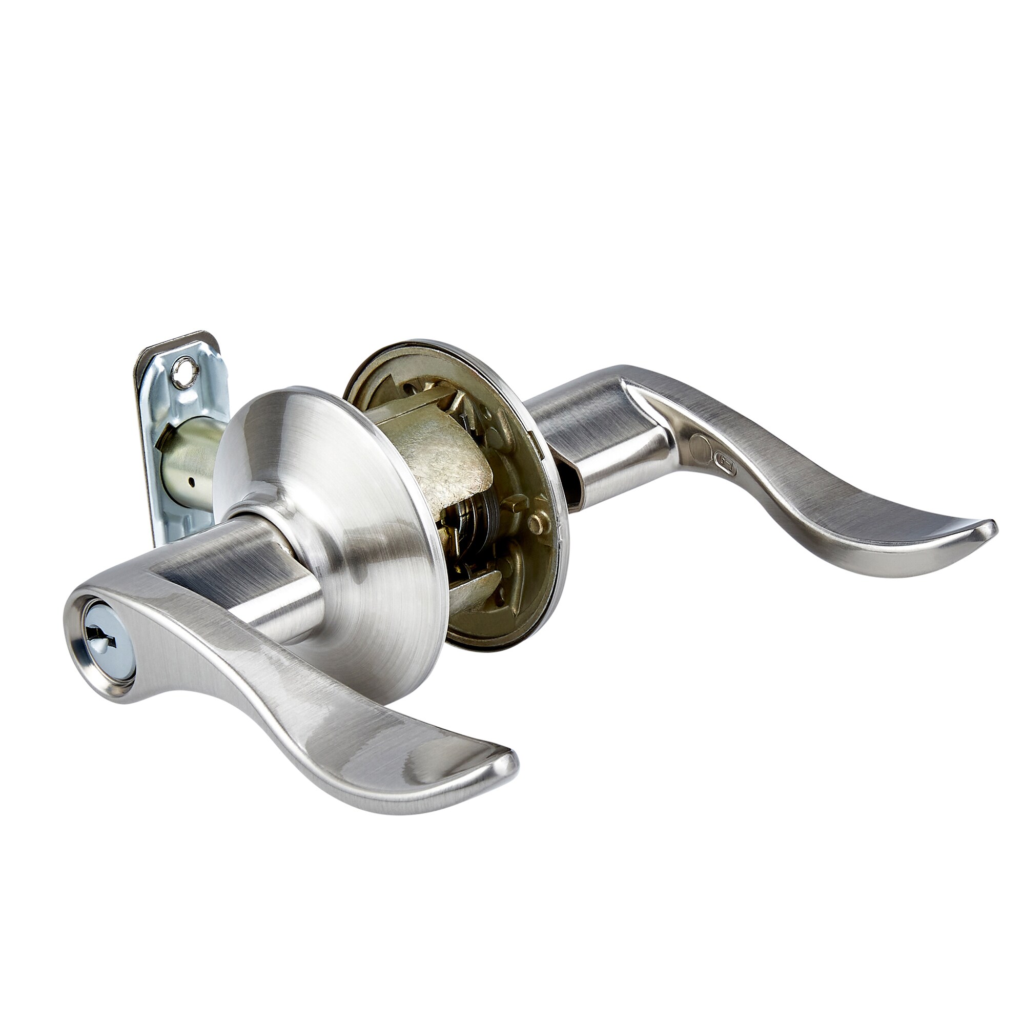 Schlage Fa51-chp Champagne Single Cylinder Keyed Entry Door Lever Set with Decor Satin Nickel