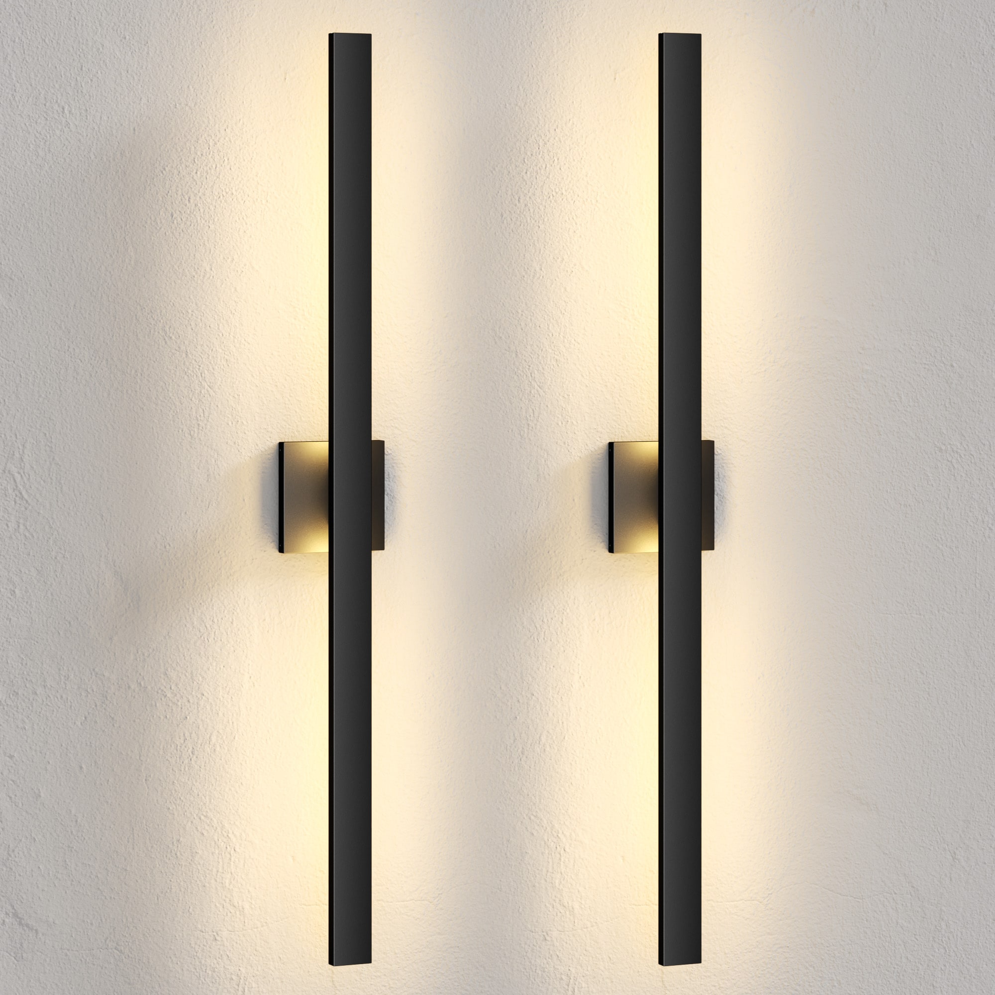 LamQee Exterior Wall Light 2 -Pack 39.4-in H Matte Black Hardwired Dark Sky Integrated LED Outdoor Wall Light