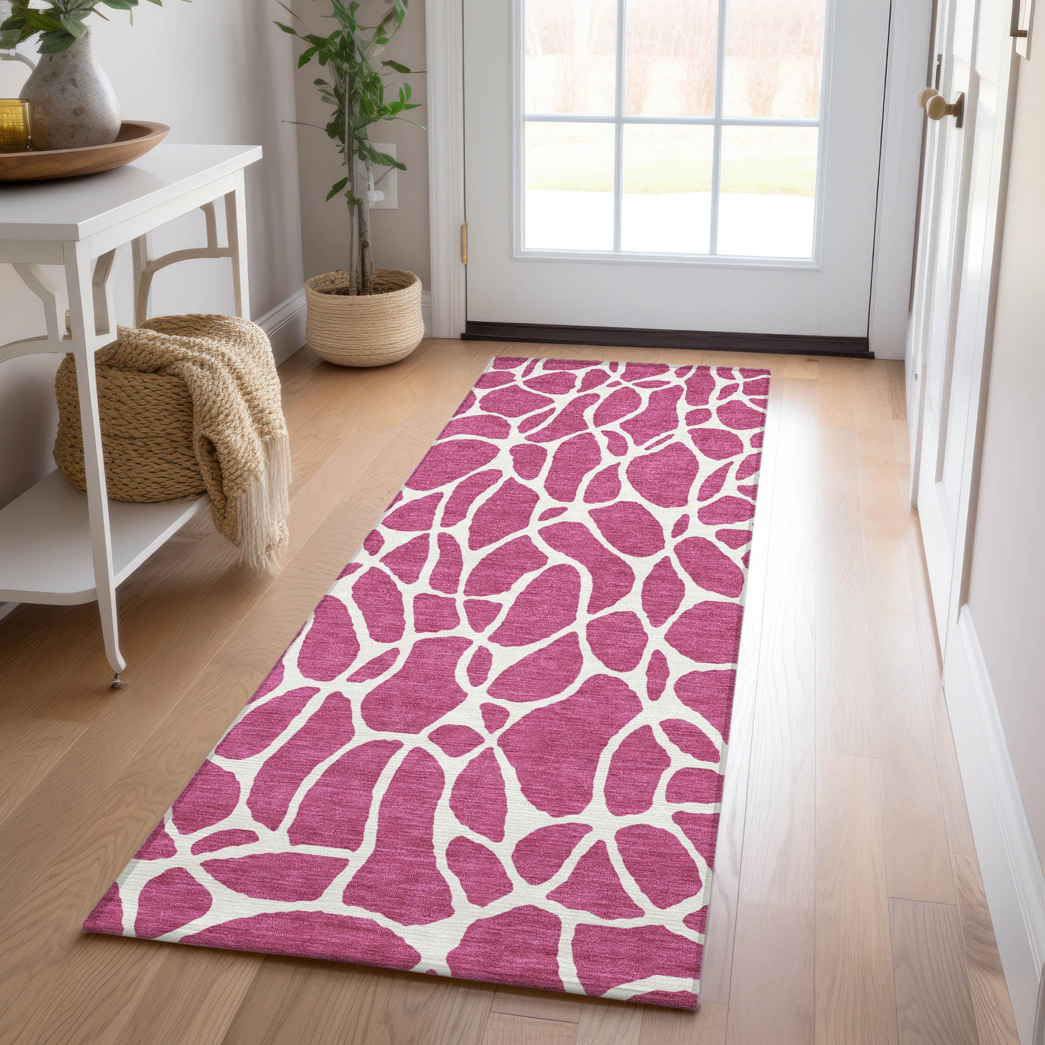 Addison Rugs ACN1024BL2X8 Chantille ACN1024BL 2 x 7 (ft) Polyester Blush Rectangular Indoor/Outdoor Geometric Machine washable Runner rug