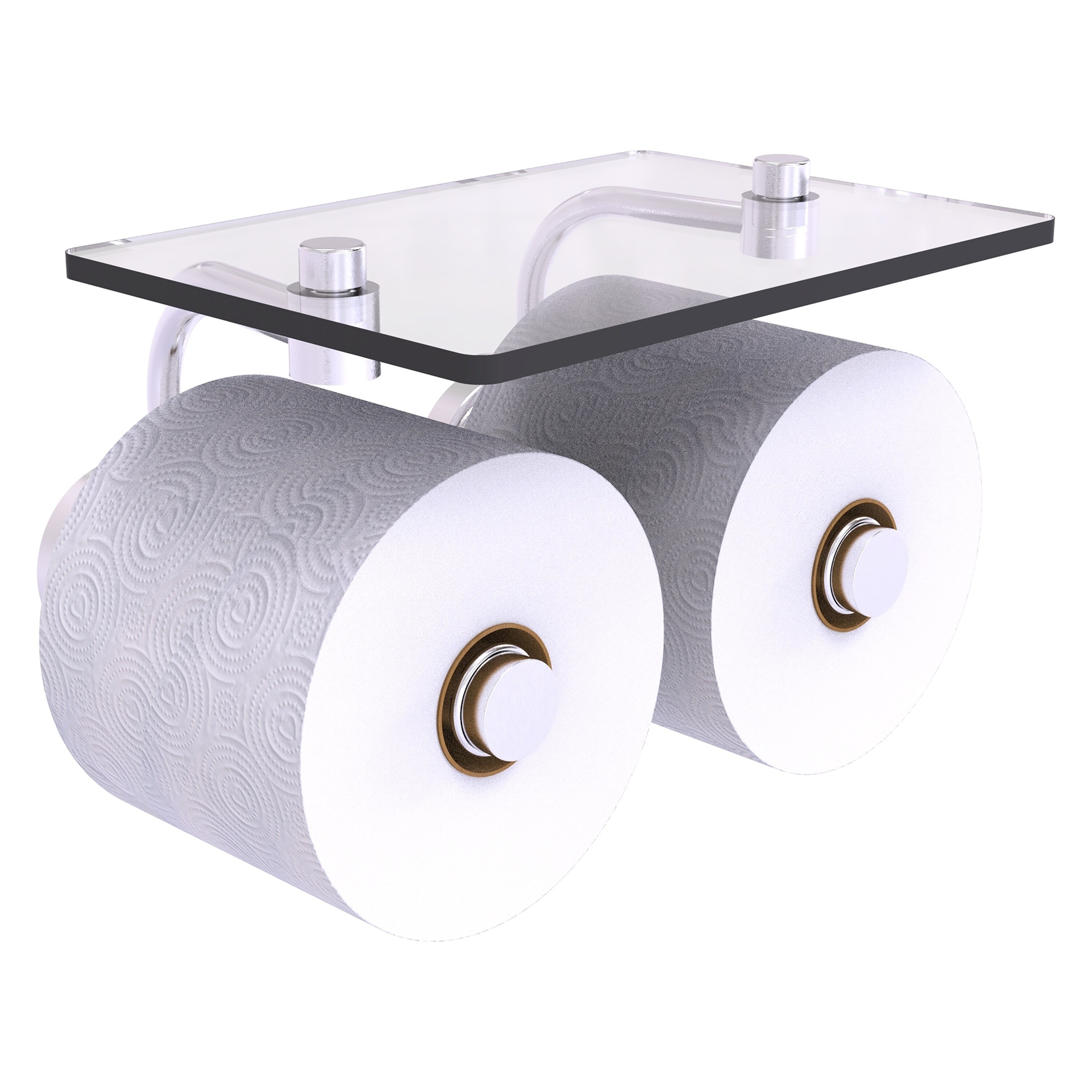 Allied Brass WP-24-2S-SCH Waverly Place Satin Chrome Wall mount Double post Toilet Paper Holder 2 -Rolls with Storage