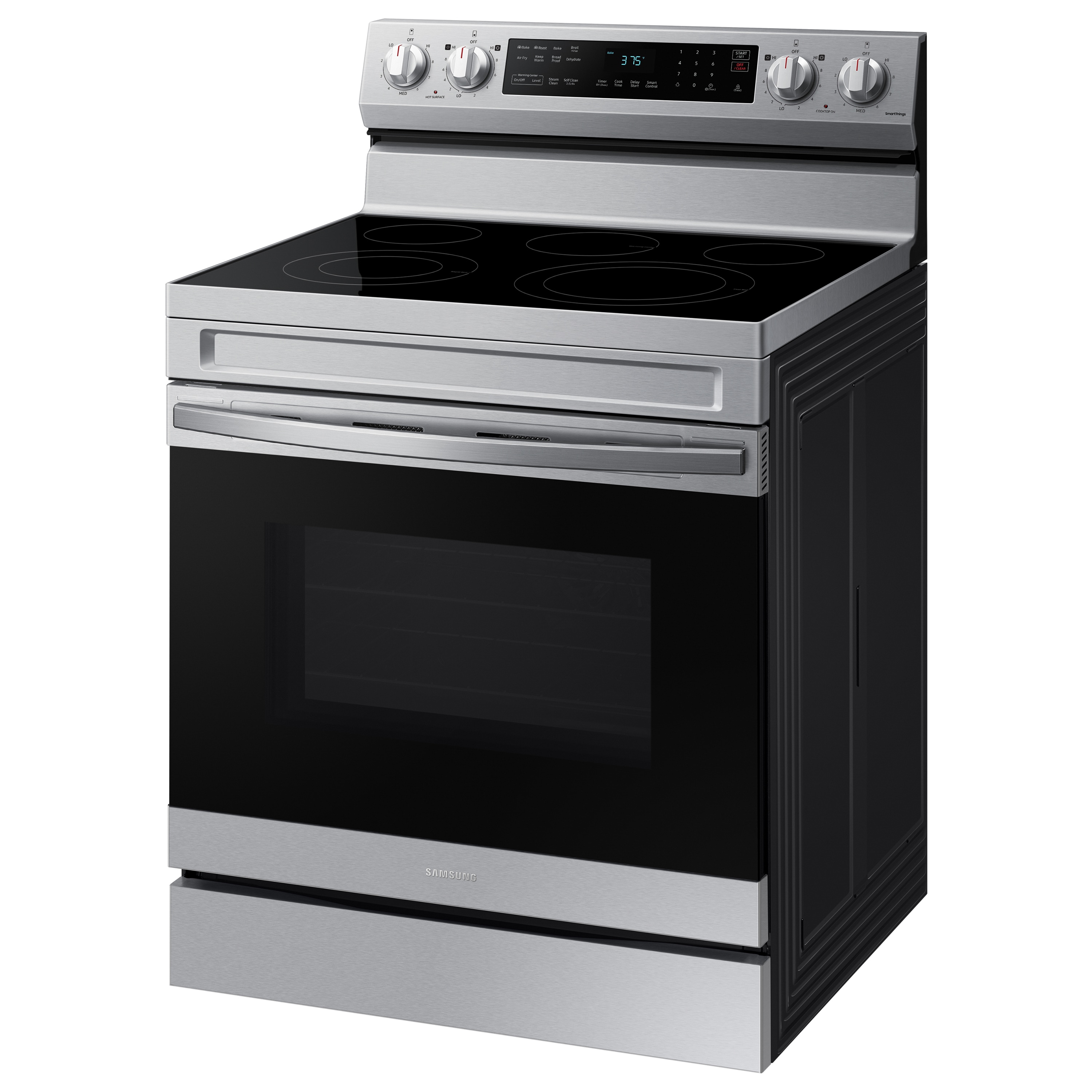 Samsung 30-in Glass Top 5 Burners 6.3-cu ft Self-Cleaning Air Fry  Freestanding Smart Electric Range (Fingerprint Resistant Stainless Steel)  in the Single Oven Electric Ranges department at
