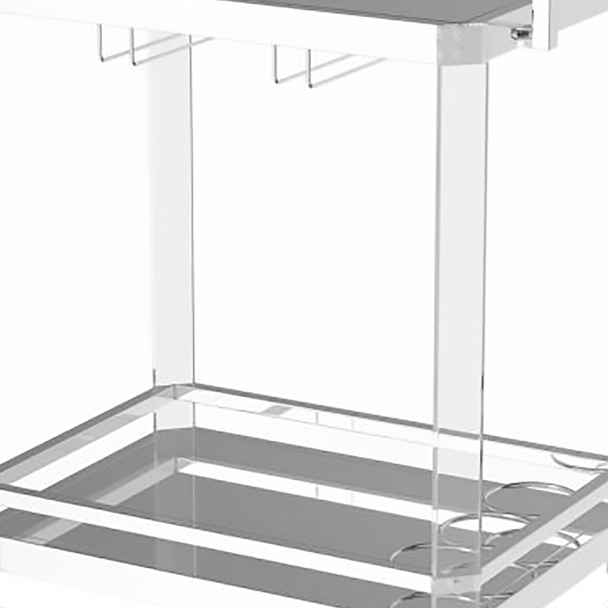 Contemporary Chrome & Glass 2-Tier Serving Cart with Wine Rack