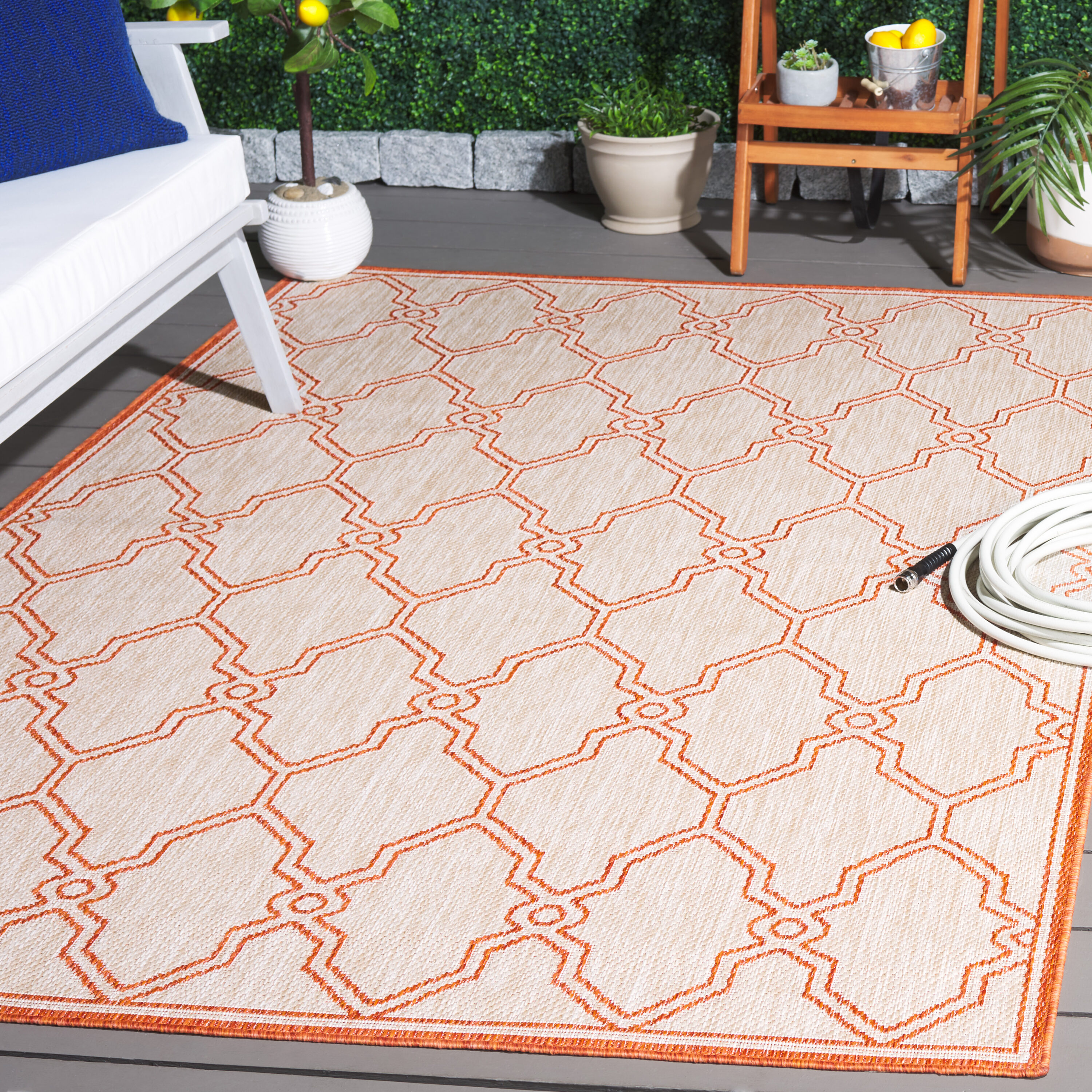 Beach House 270B Beige/Orange 4ft x 6ft Small Rectangle Rug