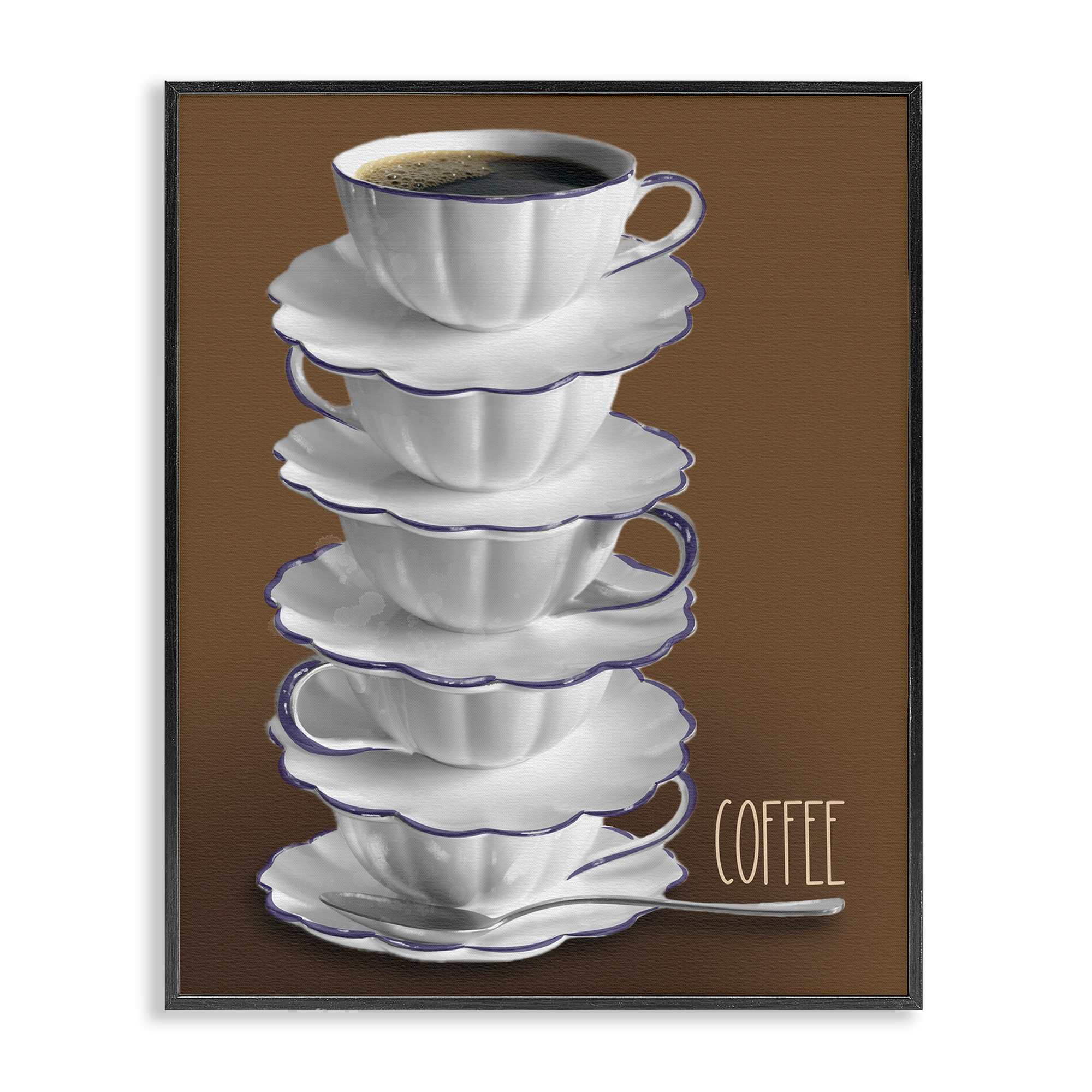 Stupell Industries BS-508-FR-16X20 Stacked Teacups with Coffee Black Framed Giclee Art By Matthew Piotrowicz 16 x 20