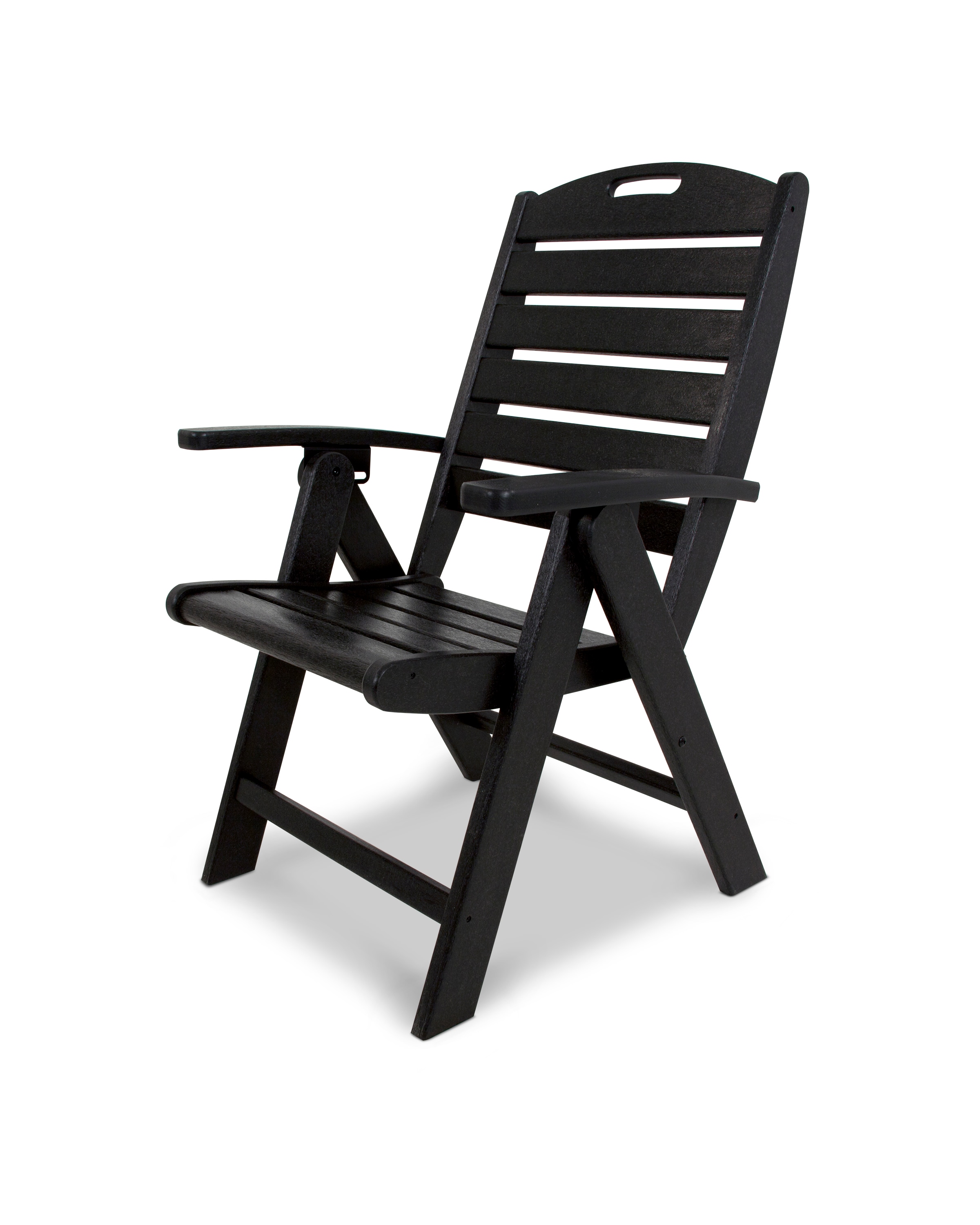 Trex Outdoor Furniture TXD38CB Yacht Club Charcoal Black HDPE Frame Stationary Dining Chair with Slat Seat