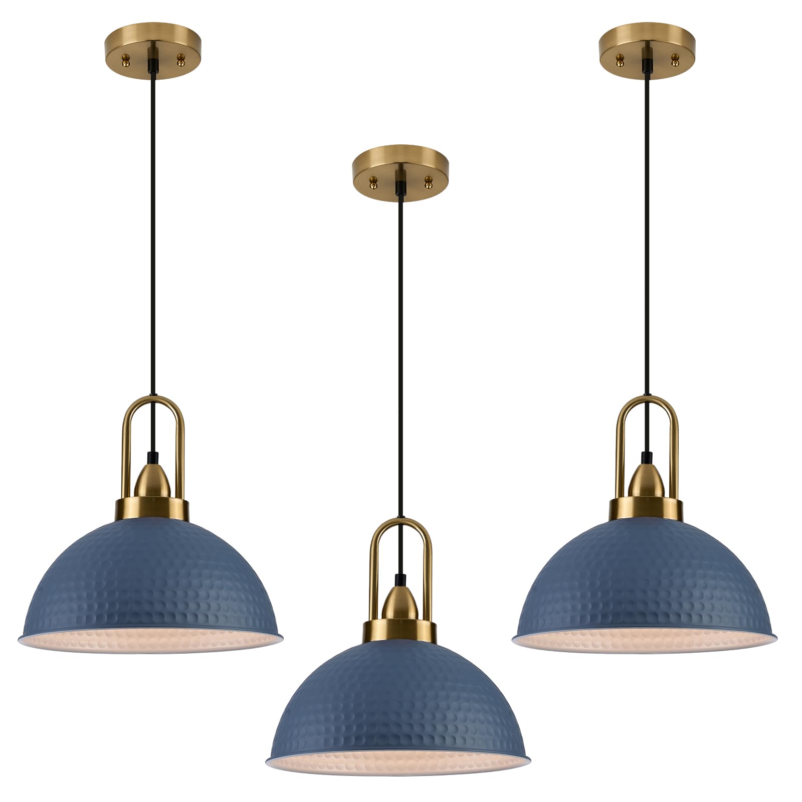 JVFCXXV  Blue Pendant Lights Kitchen Island Adjustable Height Vintage Dome Hanging Light Fixtures 3 Pack durable home and garden accessory