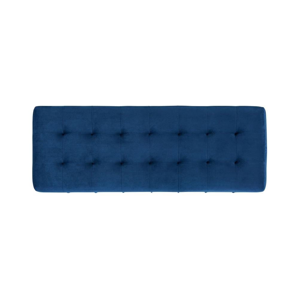 Crosby Blue Velvet 52" Contemporary Tufted Storage Ottoman