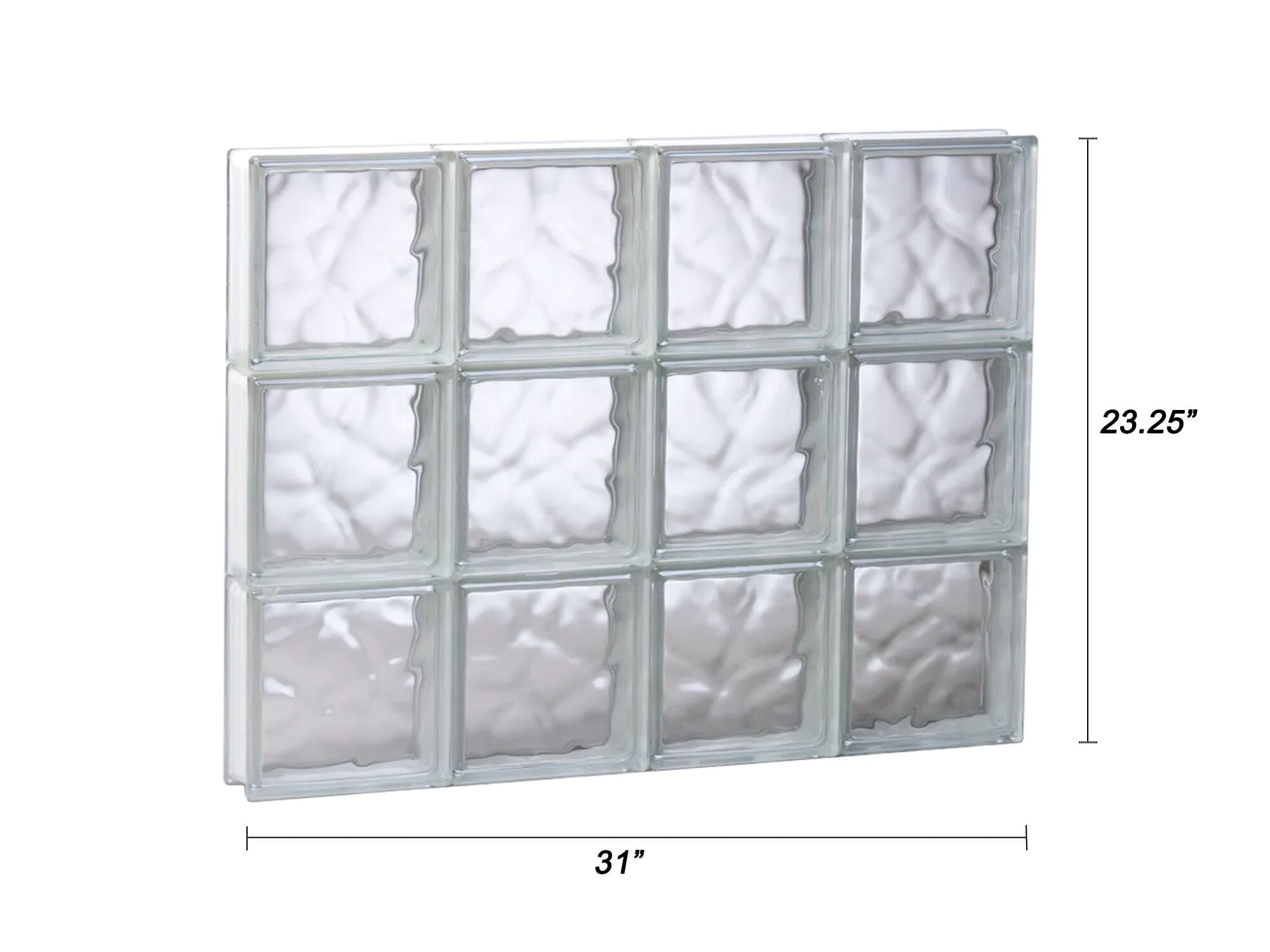 REDI2SET Wavy Glass 31-in X 23-1/4-in Frameless Replacement Glass Block ...