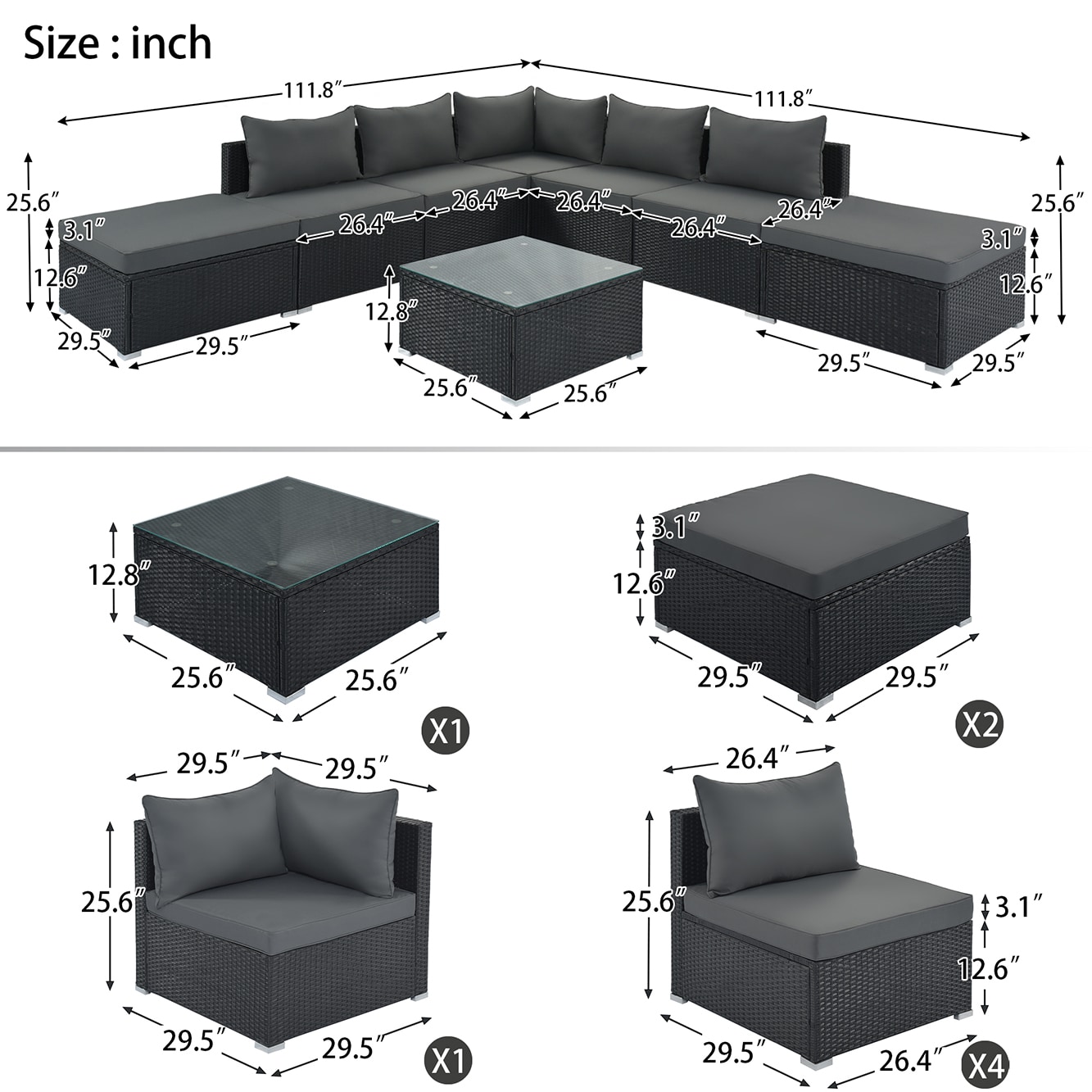 Afoxsos LSSA11OT036 Patio-Conversation-Sets - View #2