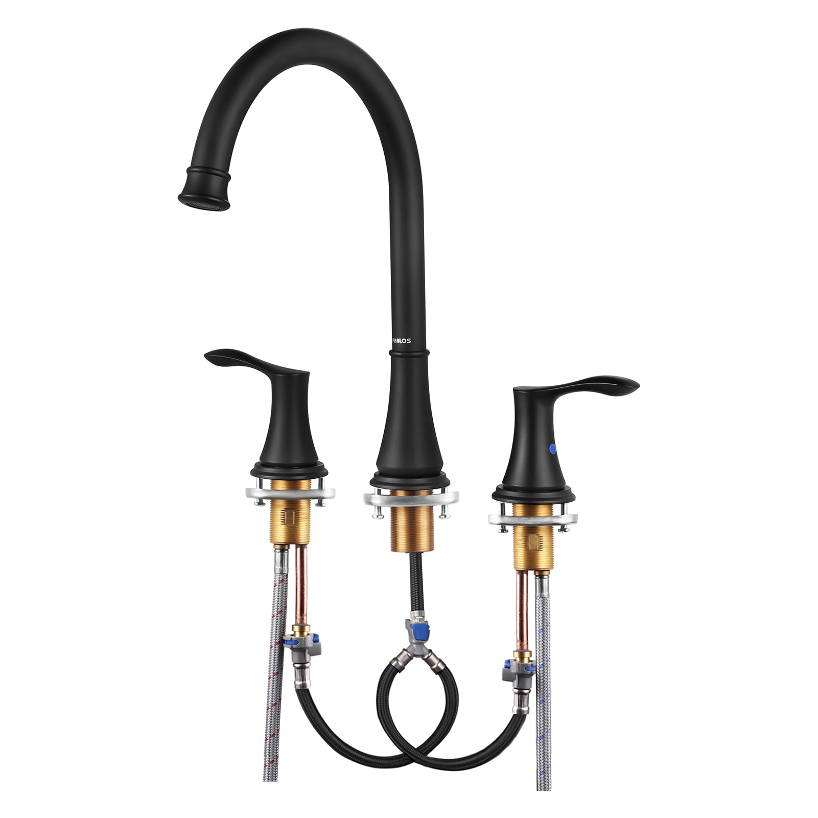 PARLOS 1436204 Demeter Matte Black 2-handle Deck-mount Roman High-arc Bathtub Faucet ( Valve Included )