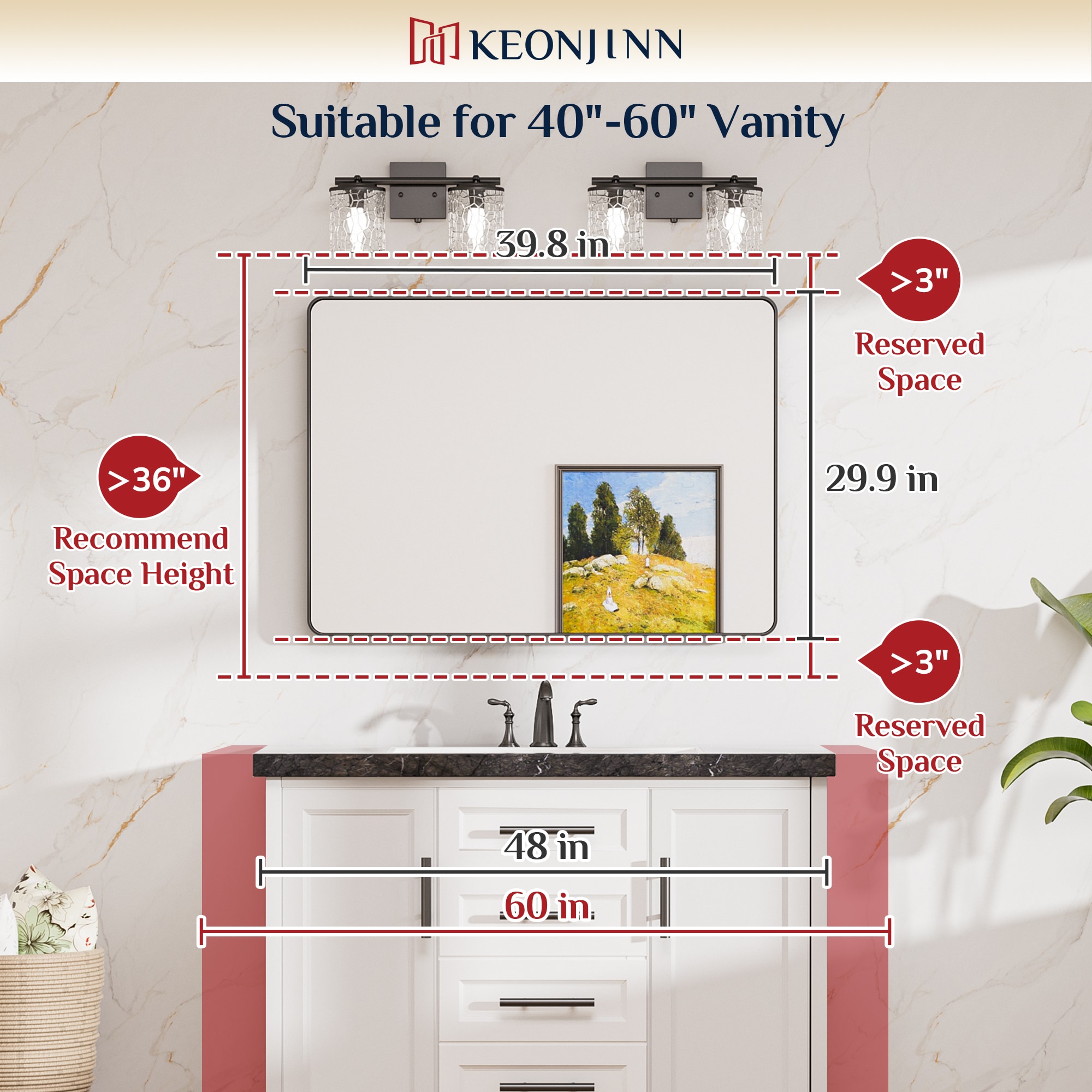Keonjinn LW-JSKYJ2-10176BK Decor-Mirrors - View #3