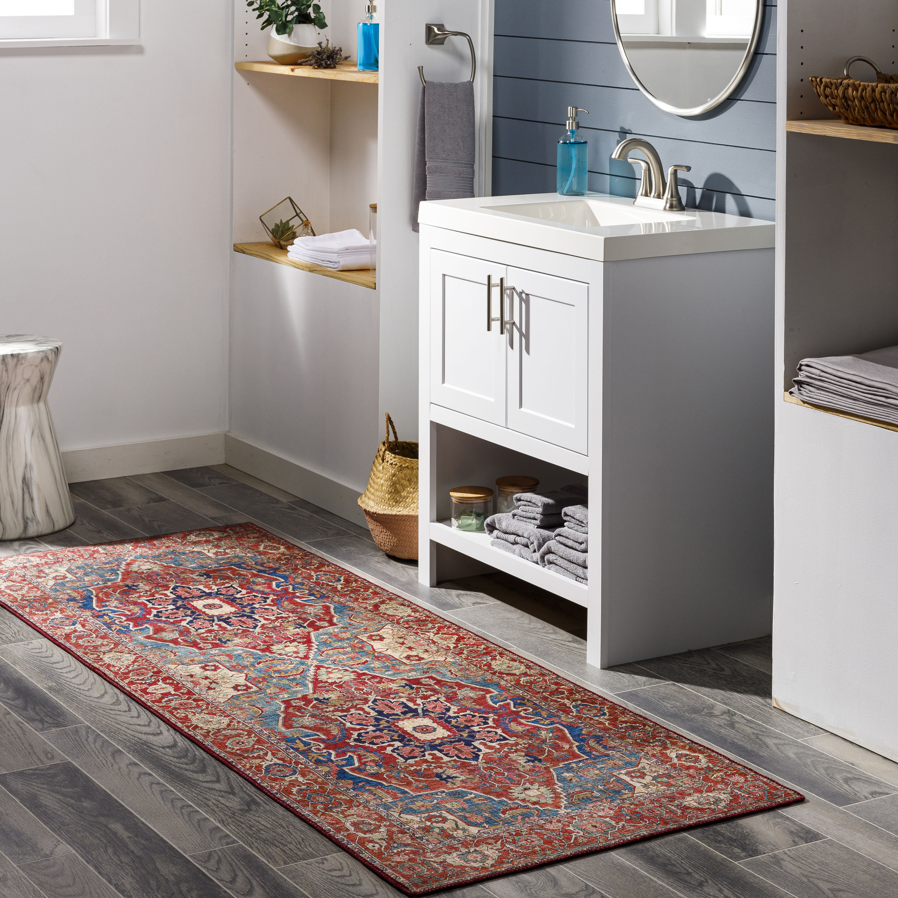 Livabliss IRS2309-2676 Iris 3 x 8 (ft) Polyester Bright Red Rectangular Indoor Medallion Oriental Area rug