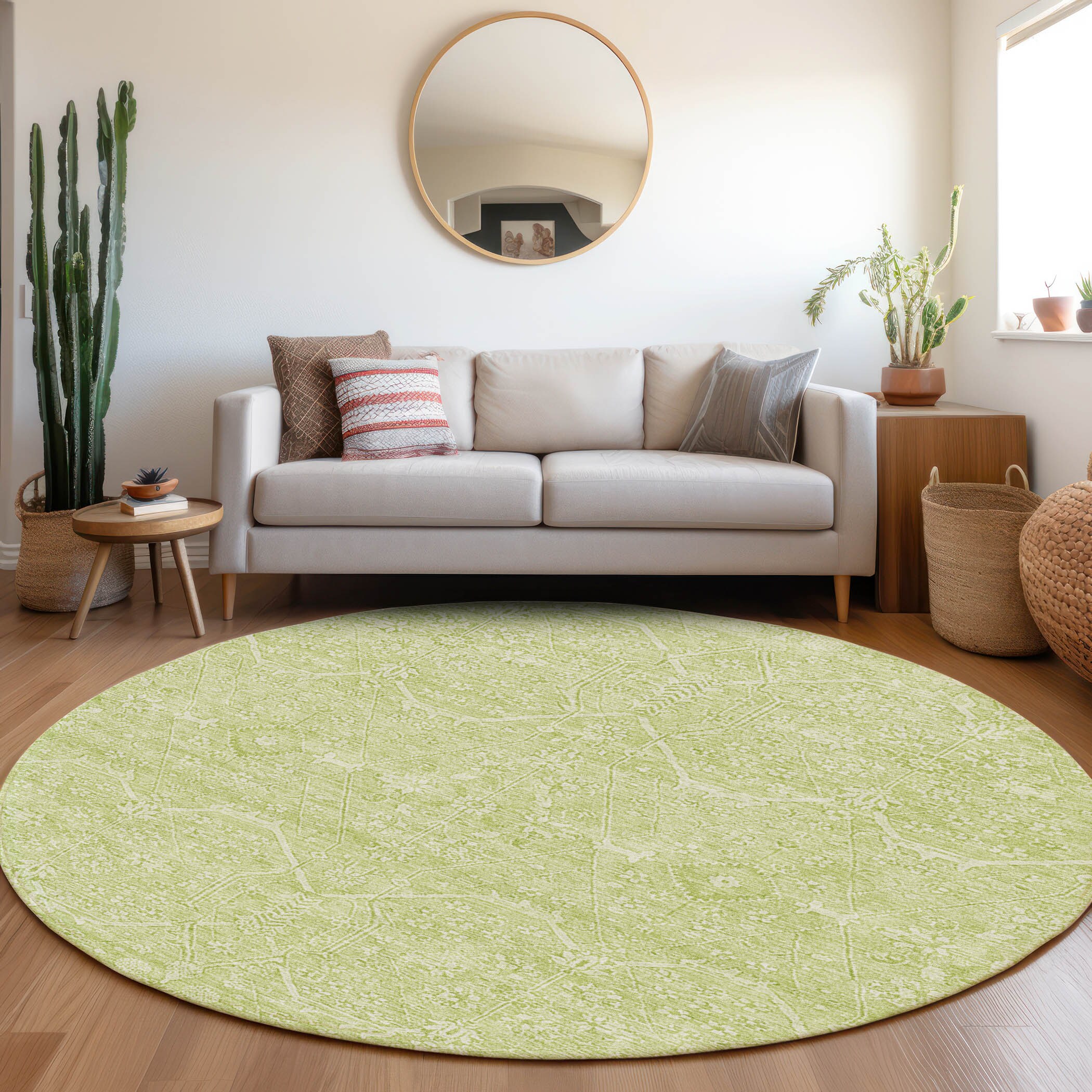 Addison Rugs ACN1224MZ8RO Chantille ACN1224MZ 8 x 8 (ft) Polyester Mint Round Indoor/Outdoor Geometric Machine washable Area rug