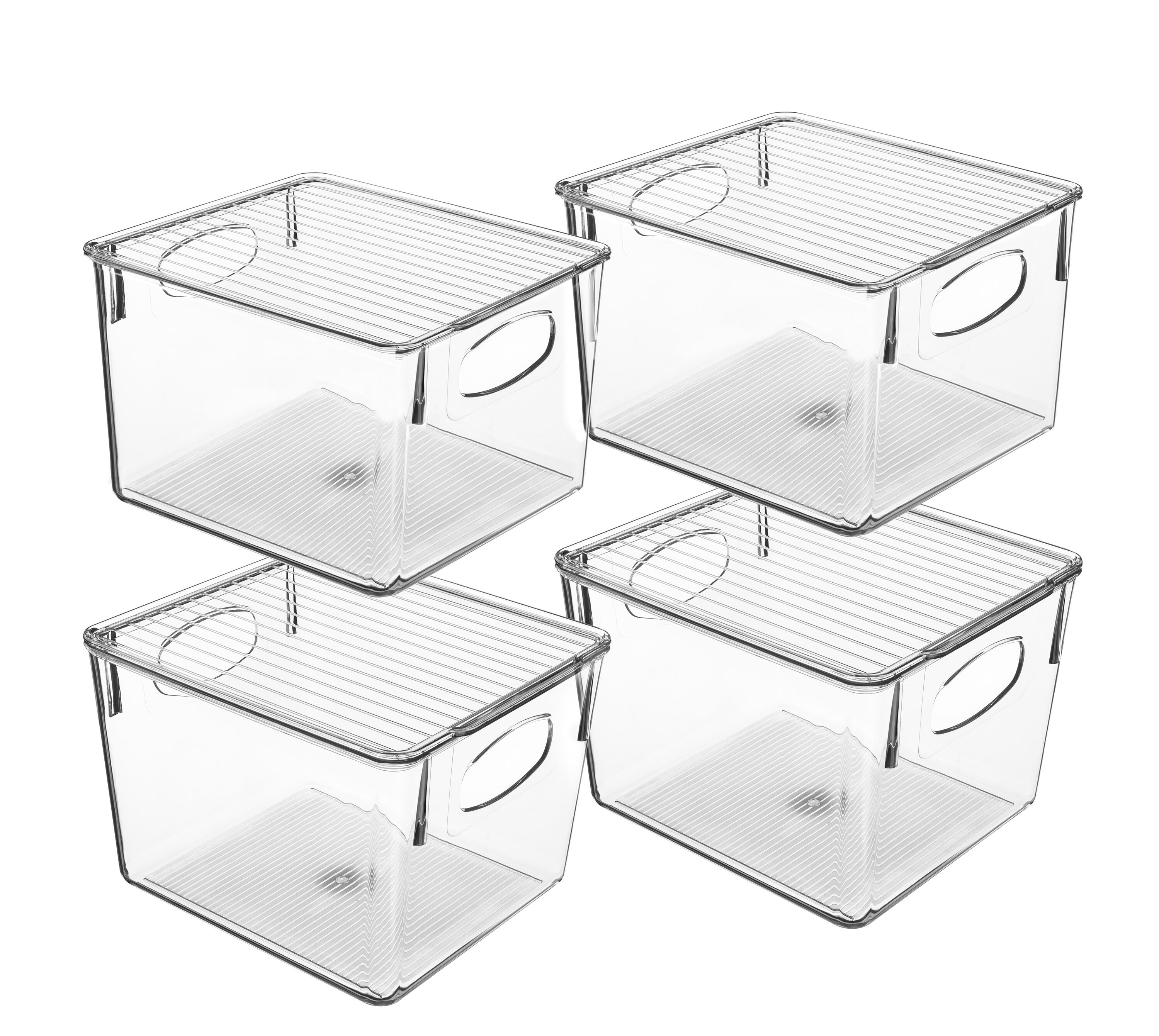 SORBUS FR-BMDCR4 4 -Pack ( 5.8-in W x 6-in H x 8.75-in D ) Clear Plastic Stackable Bin