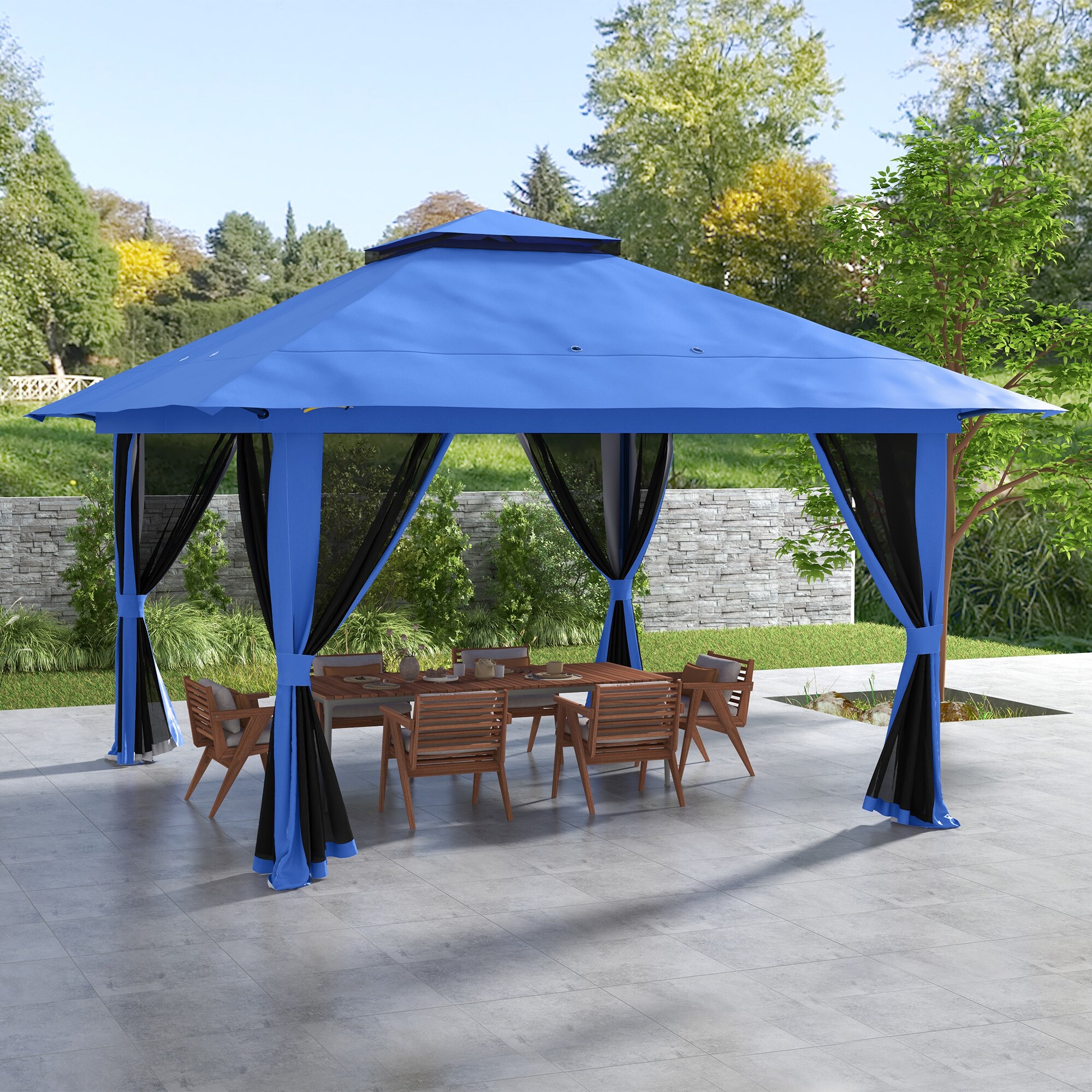 Outsunny 84C-353V00BU Wood-Resin-Gazebos - View #2