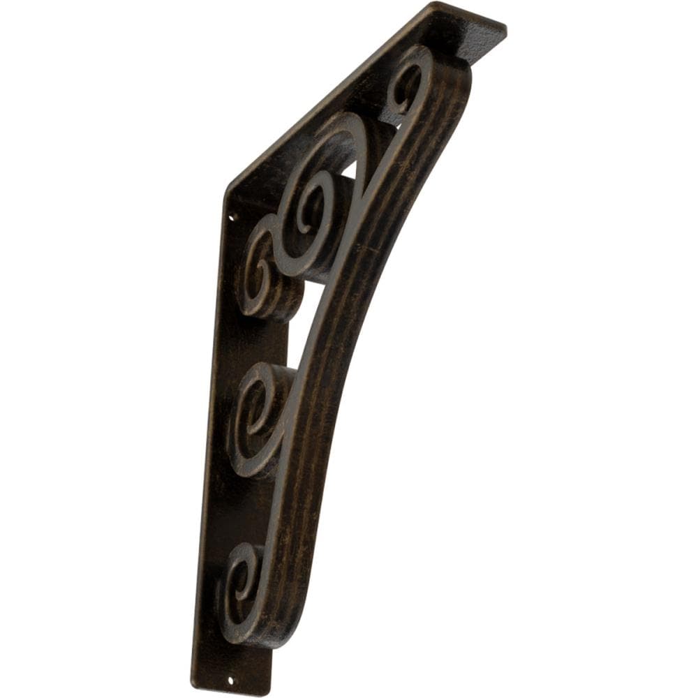 Ekena Millwork BKTM02X10X12TTNABS Tristan 10-in x 2-in x 12-in Antique brass Wrought iron Countertop support bracket