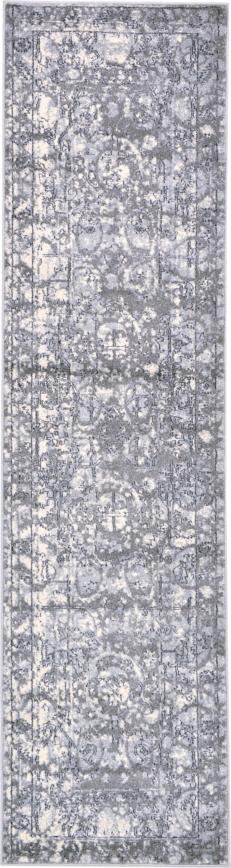 Unique Loom 3119800 Vintage La Jolla 3 x 10 (ft) Loomed Polypropylene Gray/Silver Rectangular Indoor Border Vintage Runner rug