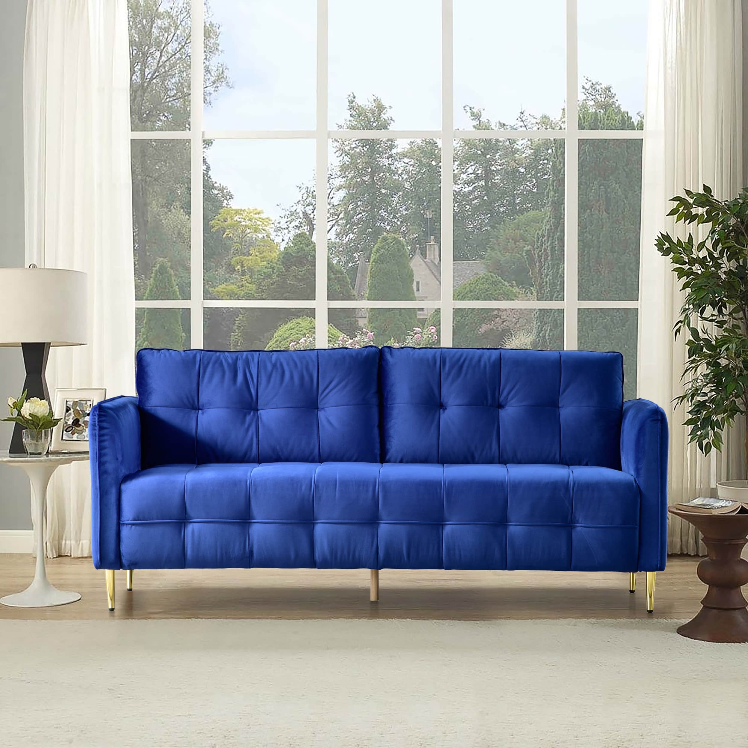CASAINC WF-NTL300 Futon couch sofa 76-in Modern Blue Cotton Sofa
