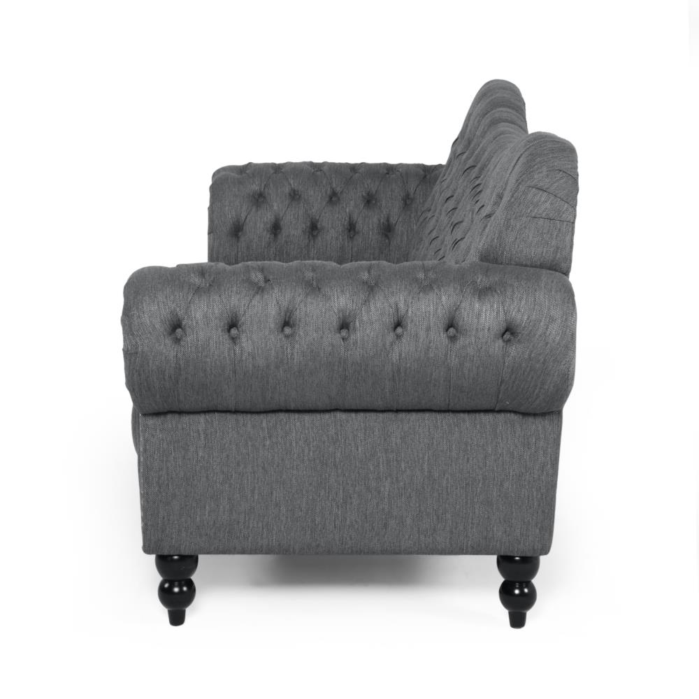 Best Selling Home Decor Chesterfield 84.5-in Modern Charcoal and Dark ...
