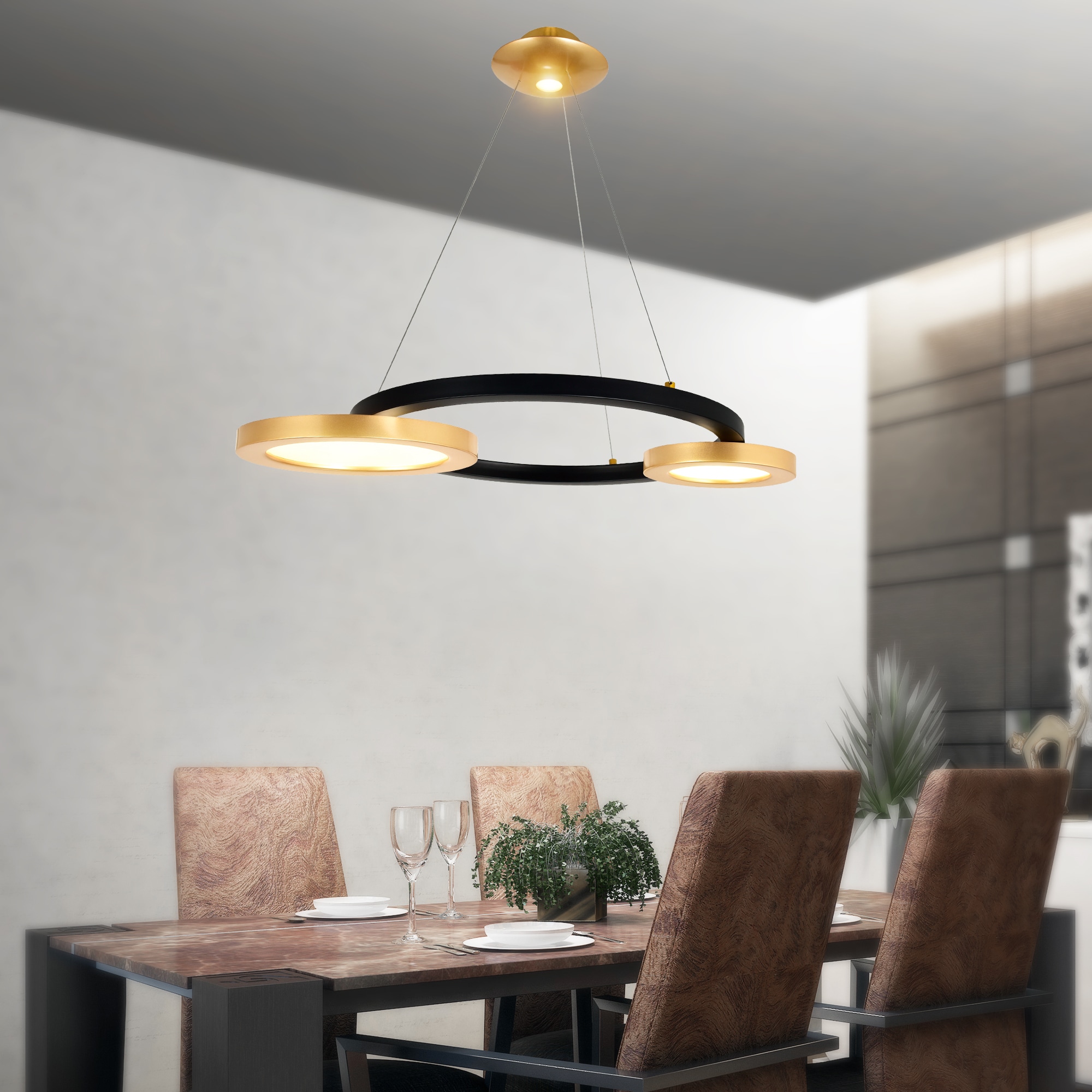 CWI Lighting 1215P29-2-625 Deux Lunes 2 -Light Multiple finishes Multiple colors Modern/contemporary Integrated LED For Use in Bathrooms, Bedrooms, Dining Rooms, Foyers, Kitchens, Living Rooms Chandelier