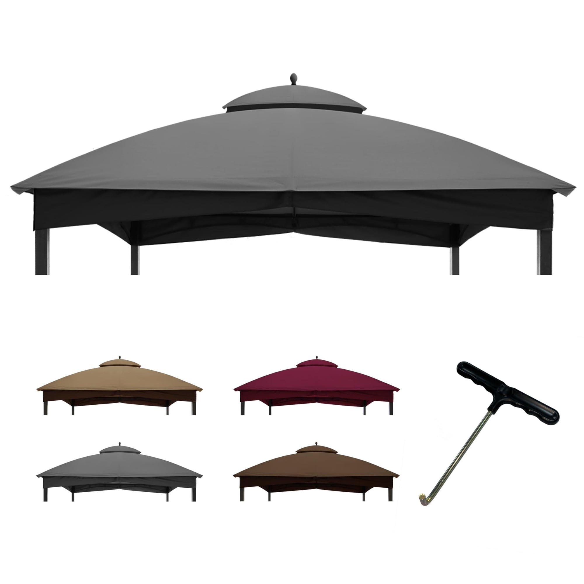 Adrinfly -  Replacement Gazebo Canopy Top for Allen Roth GF-12S004B-1 10 x 12 ft Dual Pocket UV R...