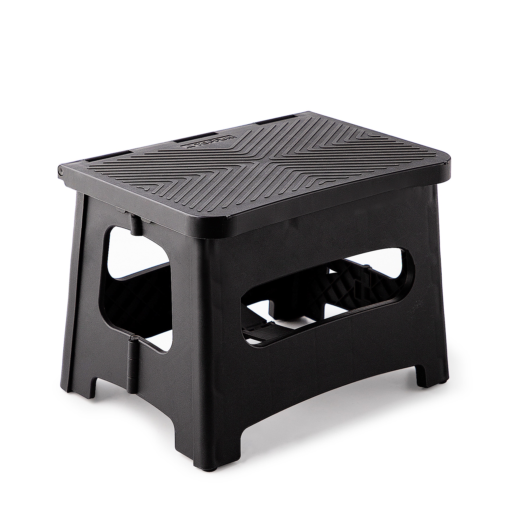 LUXEYARD 9in Folding Step Stool Non-Slip 300 lbs Capacity Adults Kids Home Camping Black #DS-R-P244874