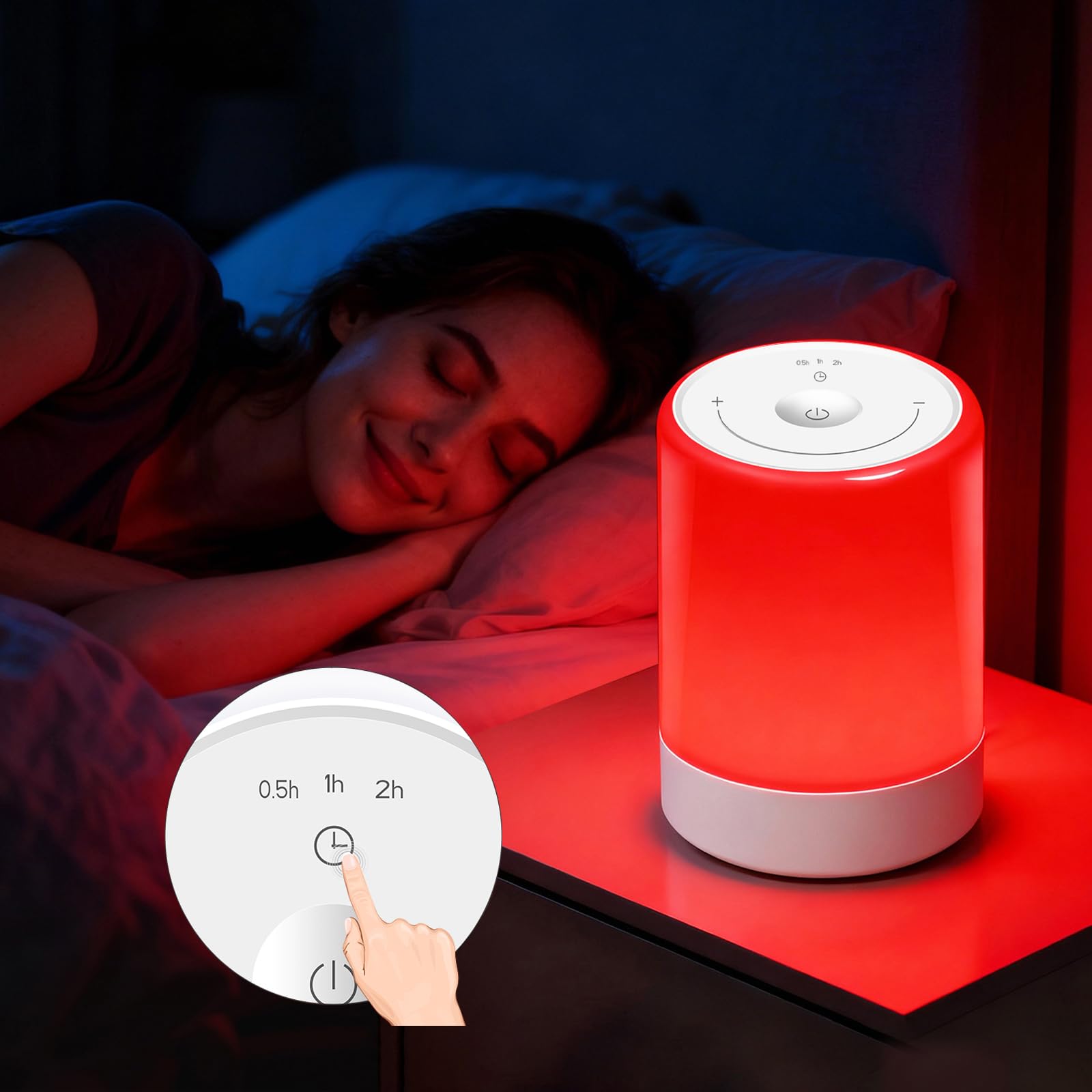 Anqtovp  Red Light Therapy Sleep Lamp with 670nm Wavelength Touch Control and Adjustable Brightness for Adults and Kids Bedroom