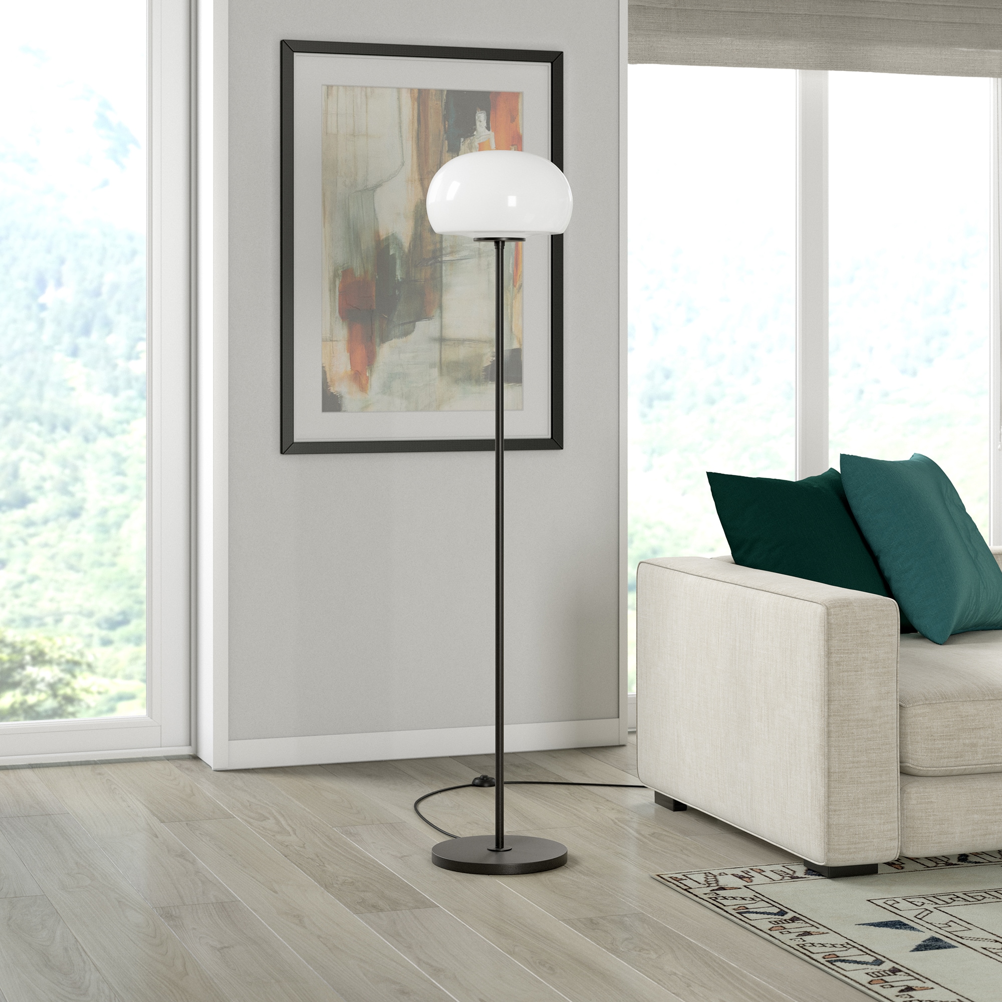 Hailey Home FL1202 Amanita 62.25-in Blackened Bronze Standard Floor Lamp with Fabric Shade