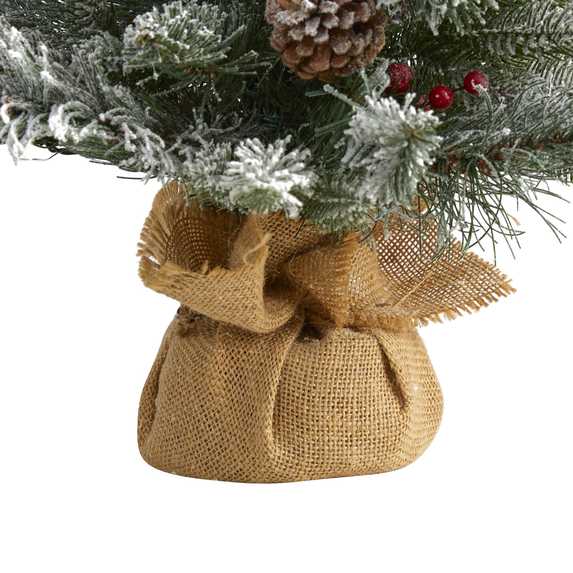 2ft White Flocked Pine Artificial Christmas Tree with Lights