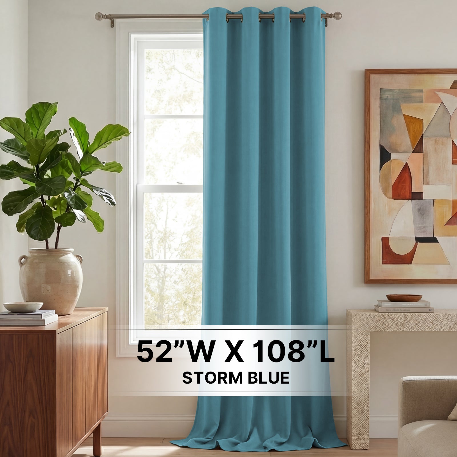 H.Versailtex -  1 Panel Premium Blackout Single Curtain Panel Grommet Top 52 x 108 in Storm Blue