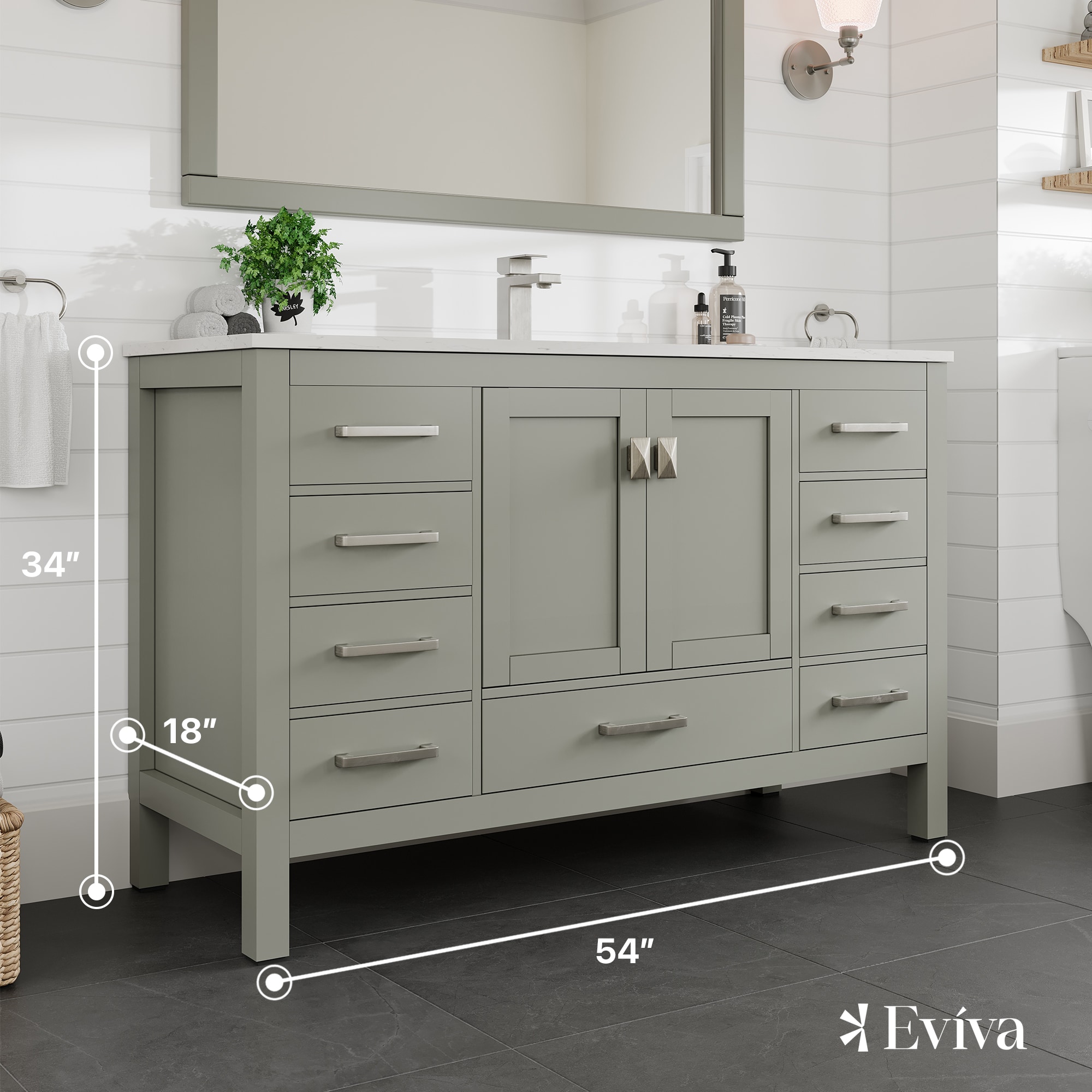 Eviva TVN414-54X18GR-Q Bath-Vanity-Combo - View #2