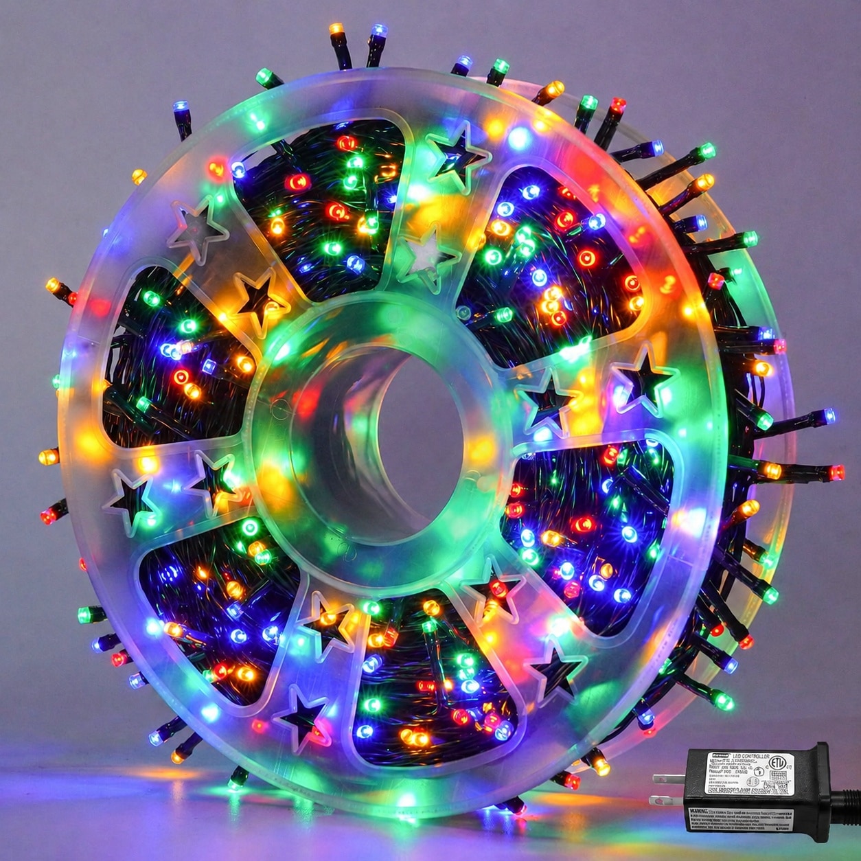 Phewnyzo  500 LED 165ft Multicolor String Lights Outdoor Waterproof 8 Modes Green Wire Plug in with Memory Timer for Christmas Patio Garden