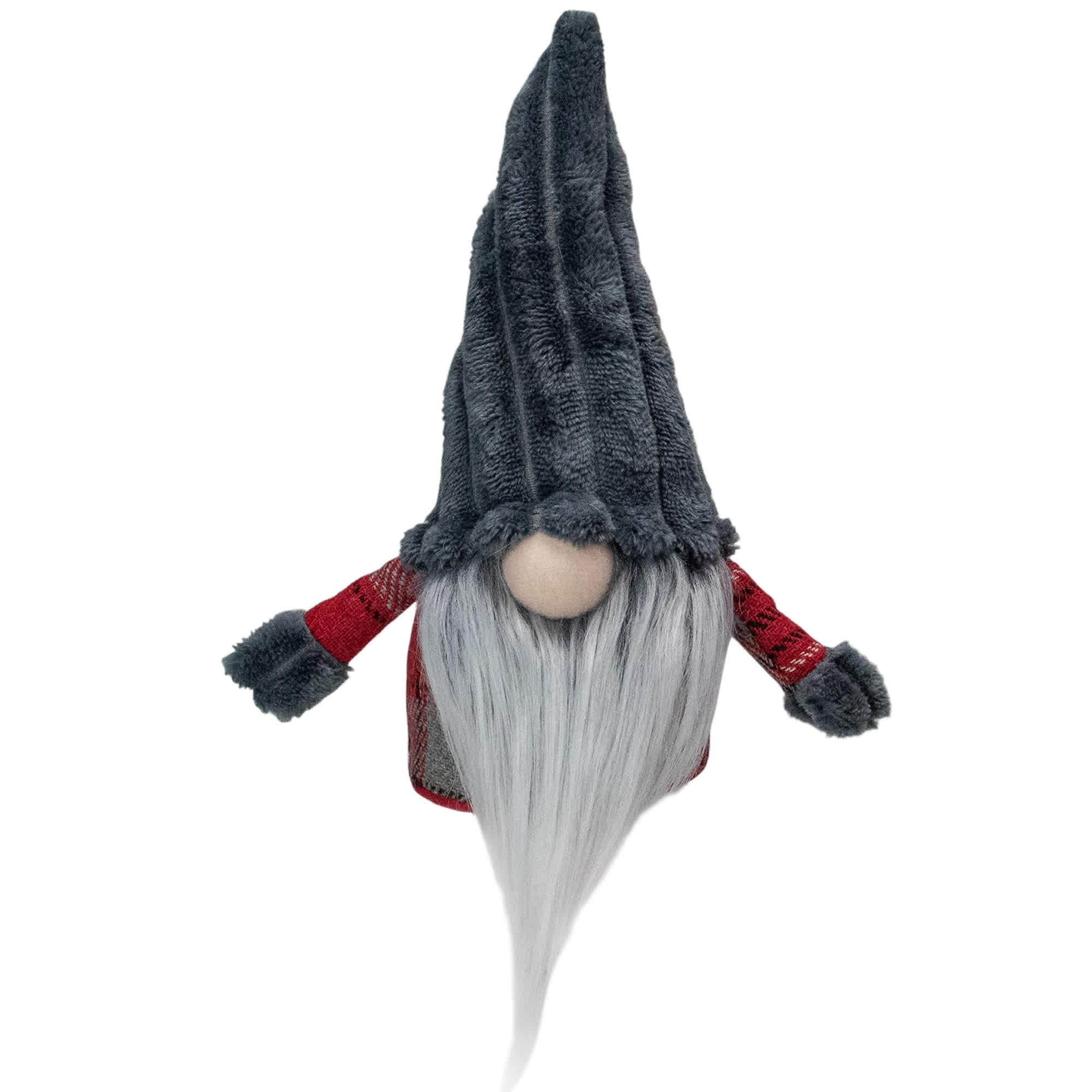 Northlight Plush Plaid Standing Christmas Gnome - 9 inch - Red and Gray ...