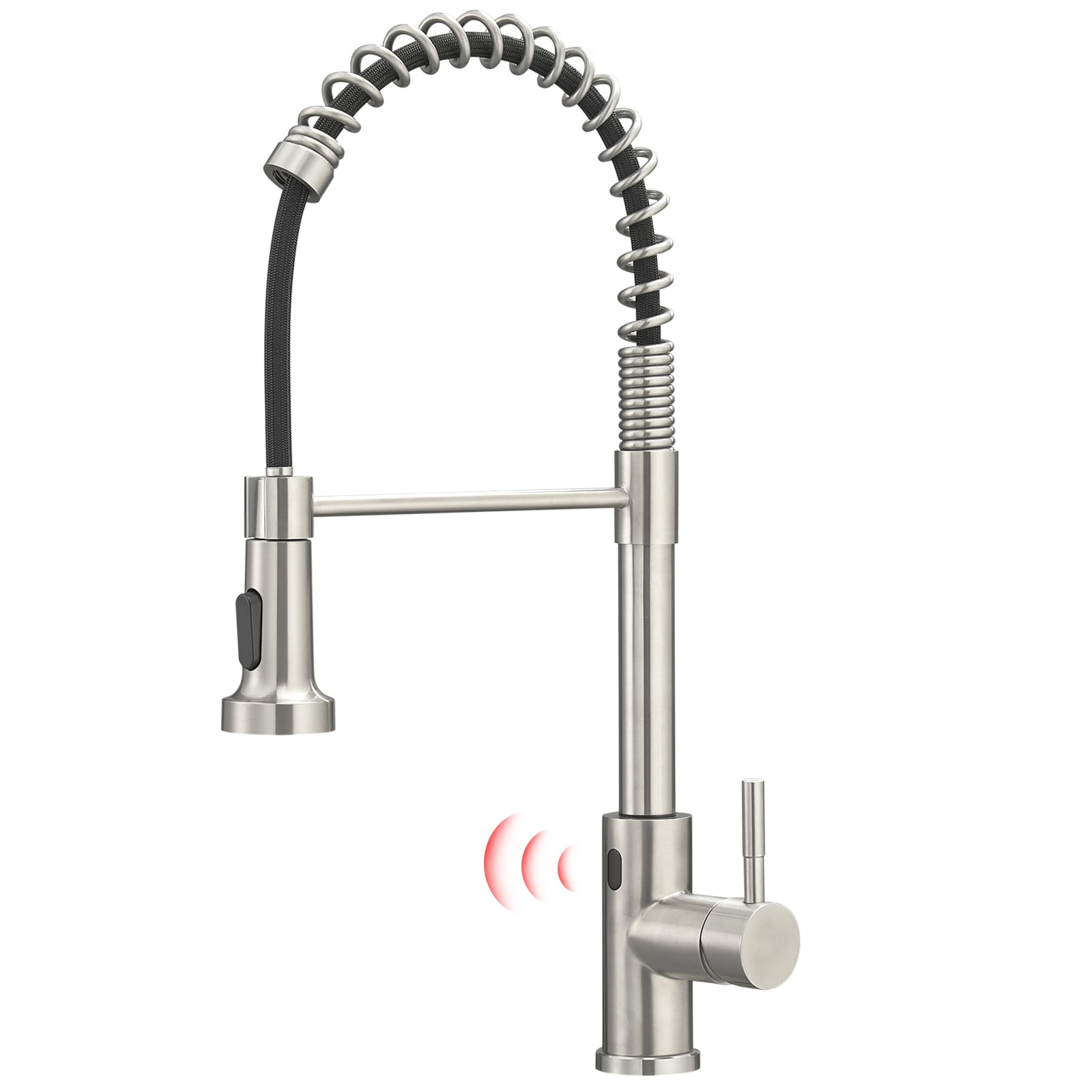Fapully FA-B-1008N-IS Brushed Nickel Single Handle Deck-mount Pull-down Kitchen Faucet with Sprayer ( Deck Plate Included )