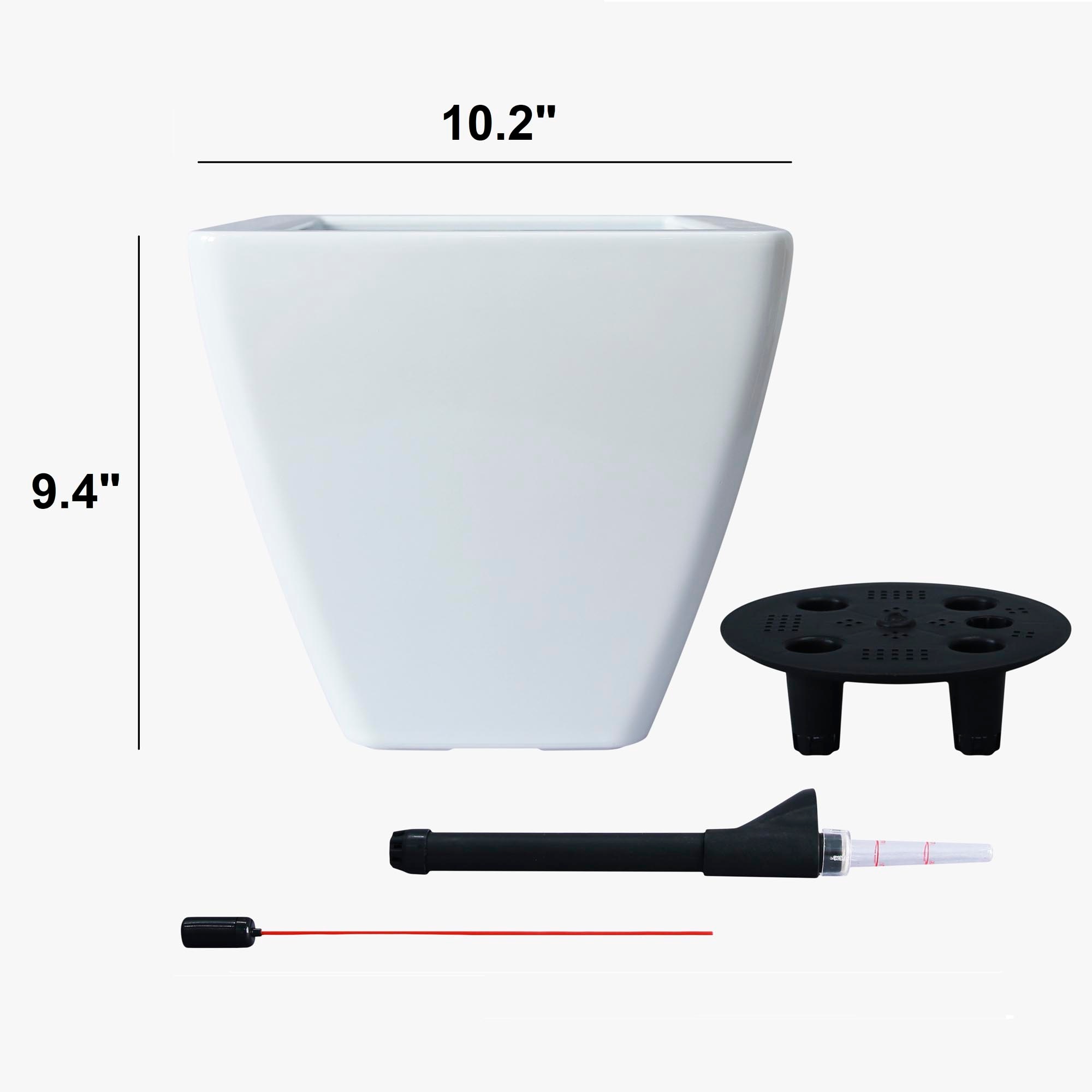 Miki Shinly JJ-4622-05DTY Round 10.2-in W Medium White Plastic Indoor/Outdoor Planter with Self Watering