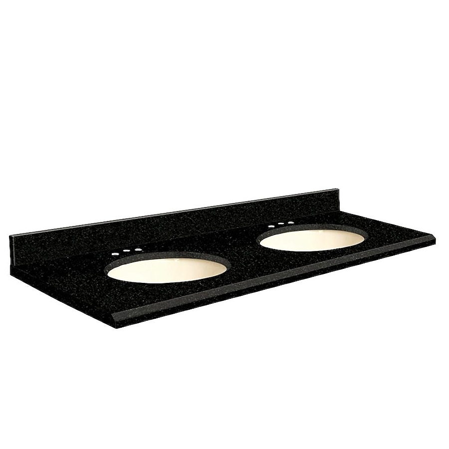 Transolid 61-in Absolute Black Granite Double Sink Bathroom Vanity Top Transolid 61-in Absolute Black Granite Double Sink Bathroom Vanity Top