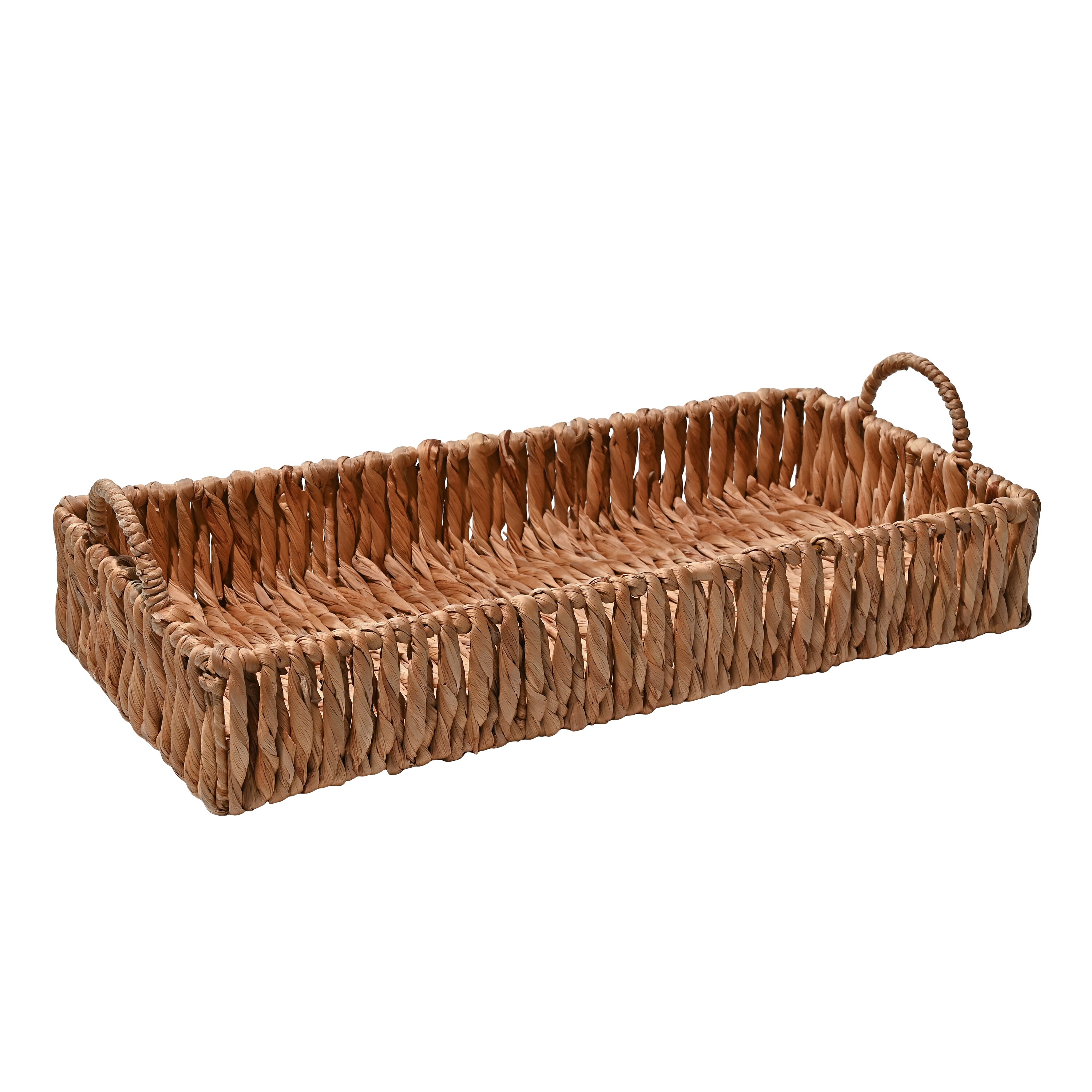 happimess TRY1002A Anika Hand-Woven Abaca with Handles Traditional Southwestern 22.5-in x 10.5-in Natural Rectangle Serving tray