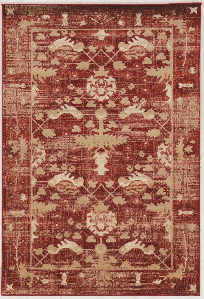Linon RUGSE2323 Serape 2 X 3 Hamadan Red Indoor Medallion Area Rug